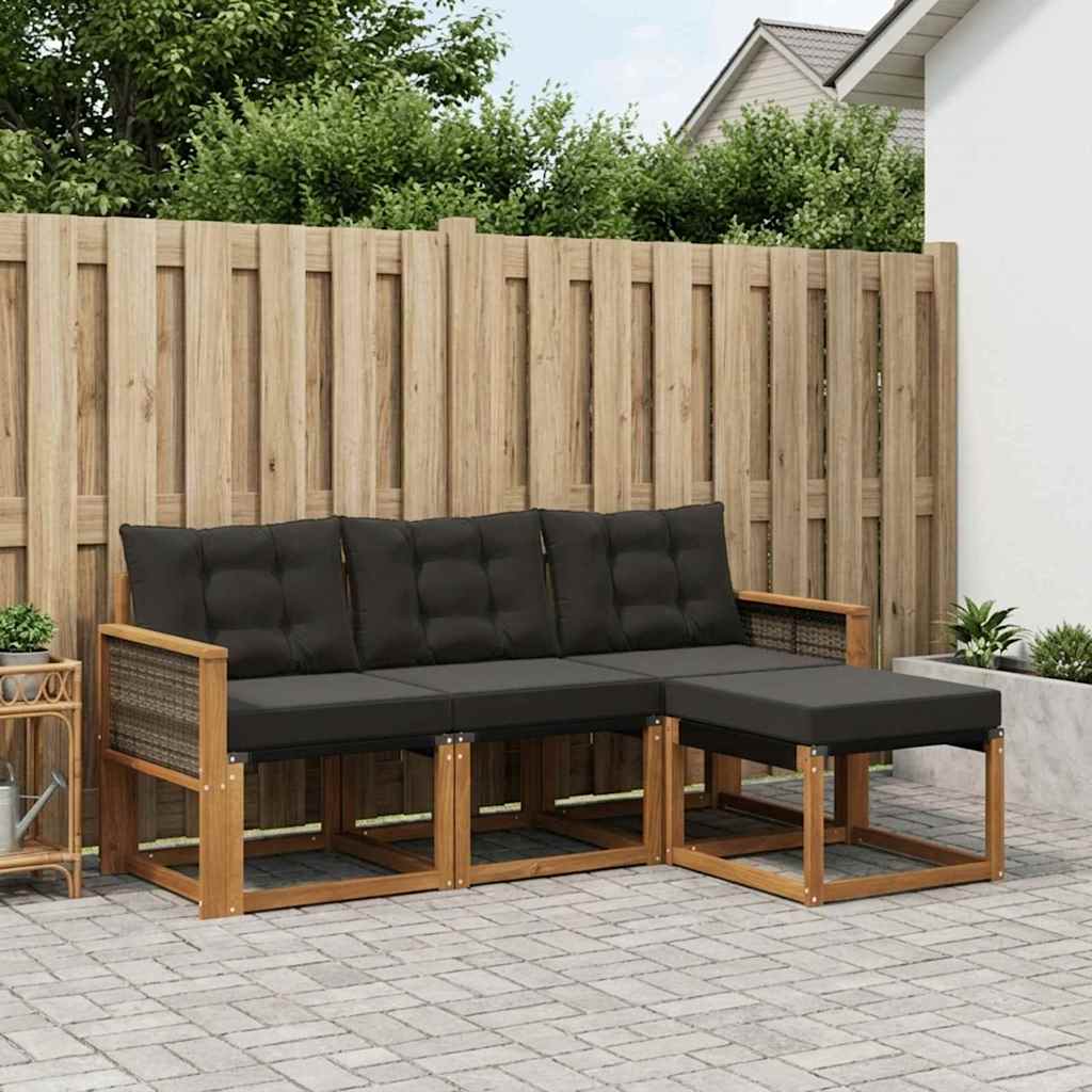 Ensemble de canapés d'extérieur 4 pcs Naturel et noir - XIOS