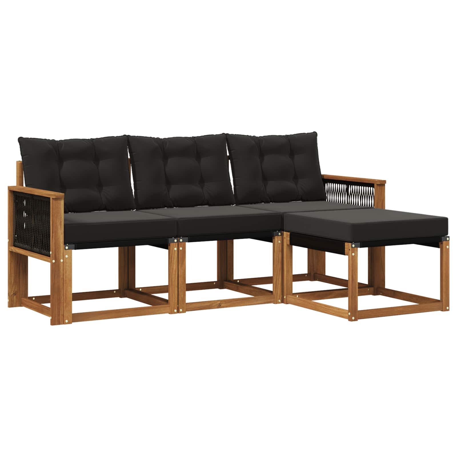 Ensemble de canapés d'extérieur 4 pcs Naturel et noir - XIOS