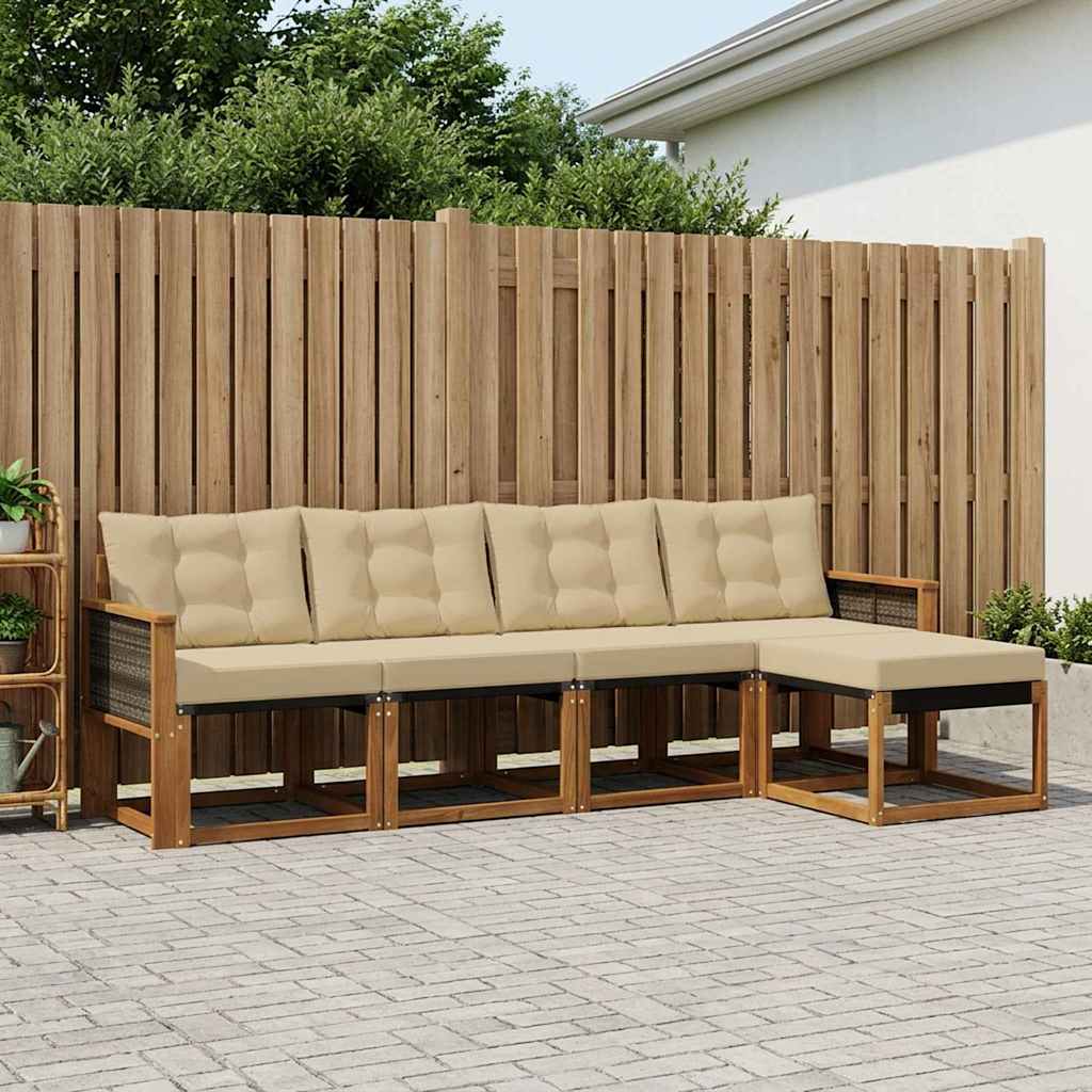 Ensemble de canapés d'extérieur 5 pcs Naturel et Beige - XIOS