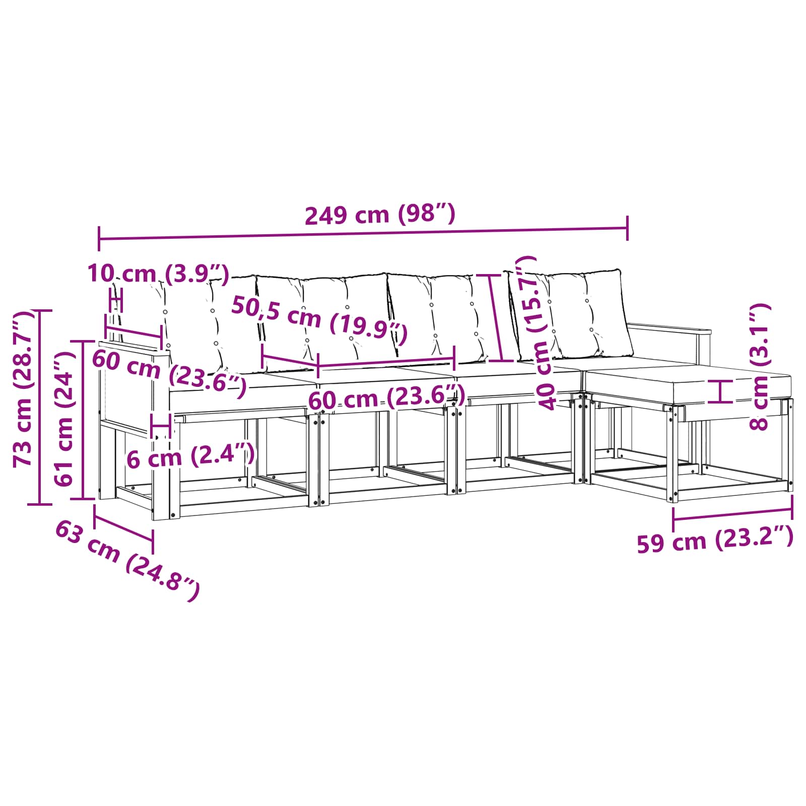 Ensemble de canapés d'extérieur 5 pcs Naturel et Beige - XIOS