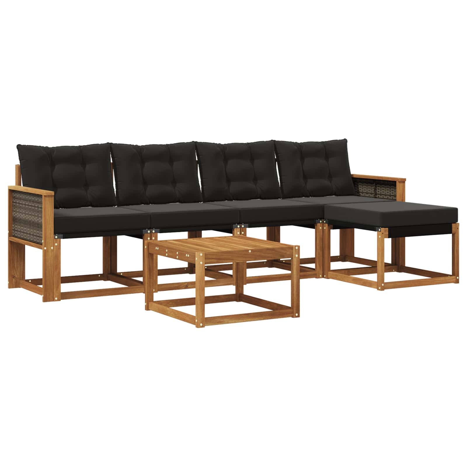 Ensemble de canapés d'extérieur 6 pcs Naturel et noir - XIOS