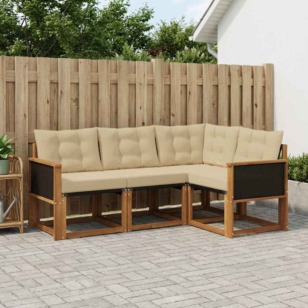 Ensemble de canapés d'extérieur 4 pcs Naturel et Beige - XIOS