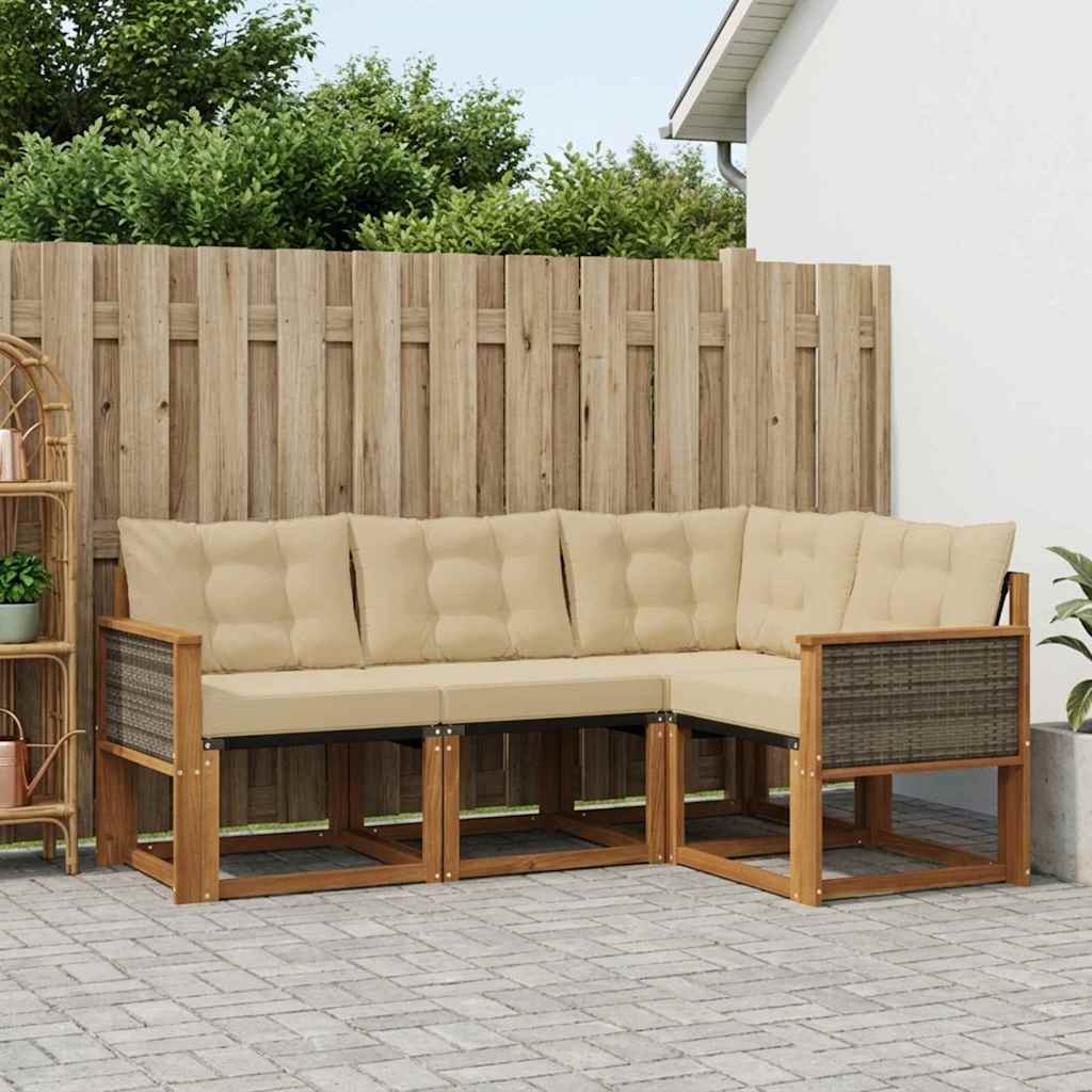 Ensemble de canapés d'extérieur 4 pcs Naturel et Beige - XIOS