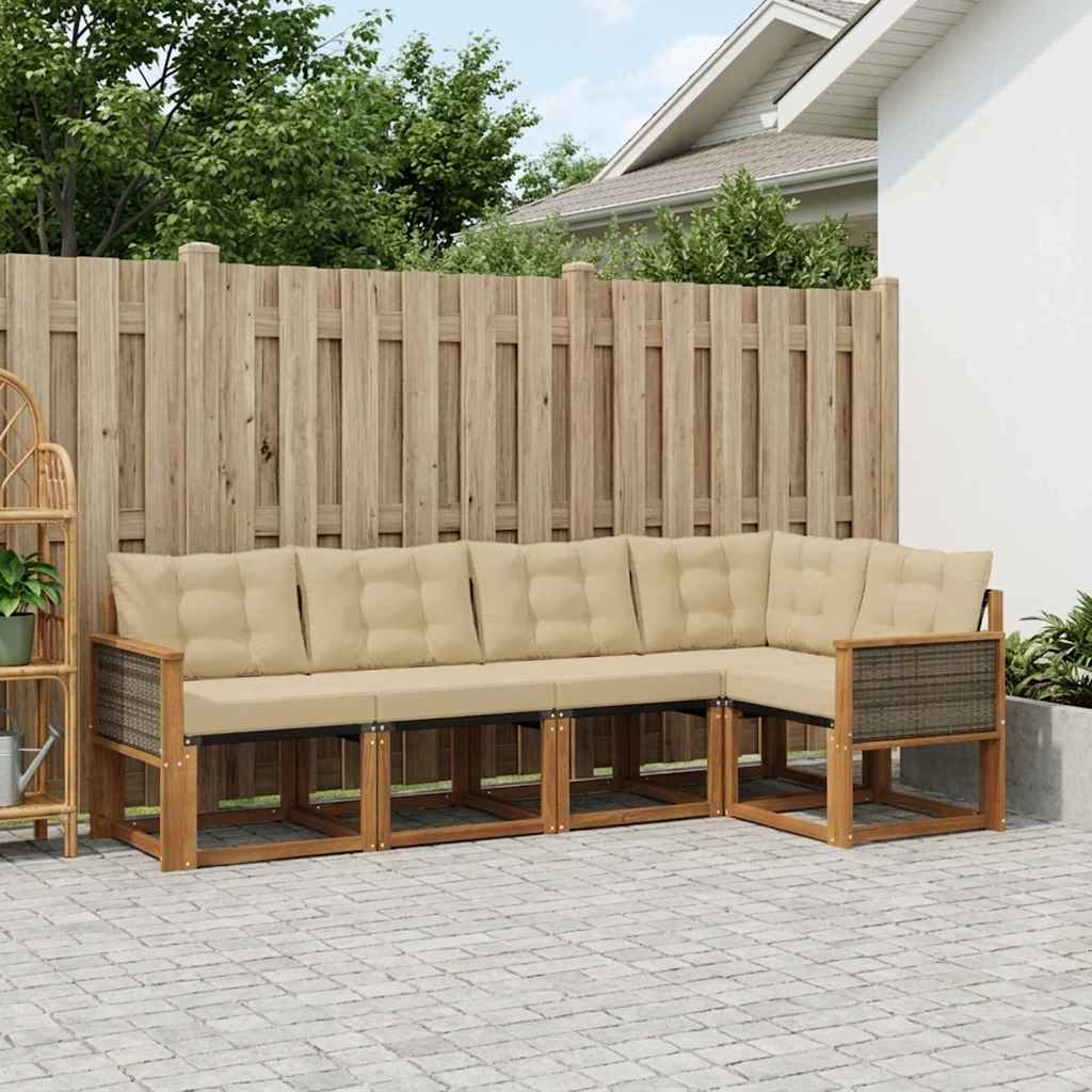 Ensemble de canapés d'extérieur 5 pcs Naturel et Beige - XIOS