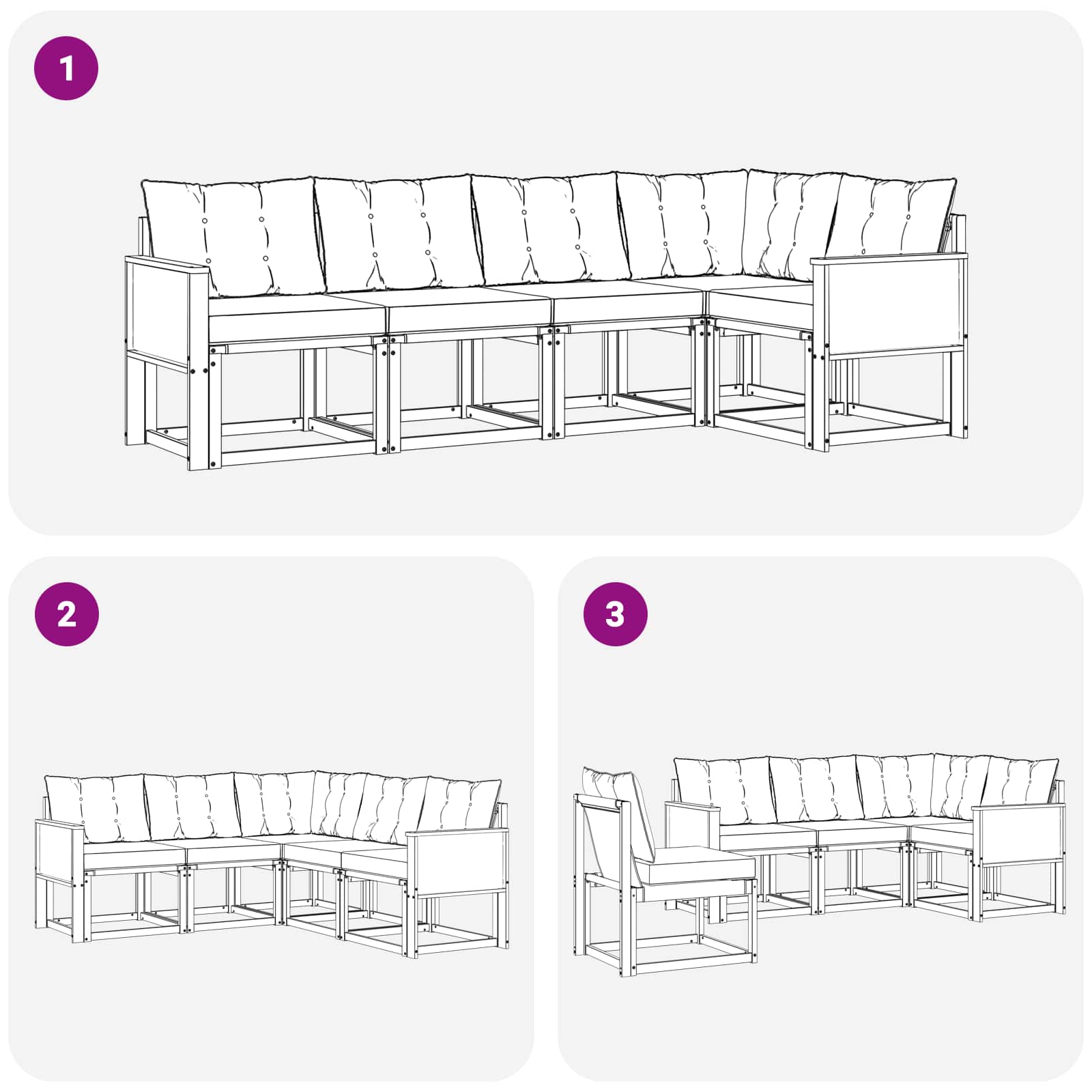 Ensemble de canapés d'extérieur 5 pcs Naturel et Beige - XIOS