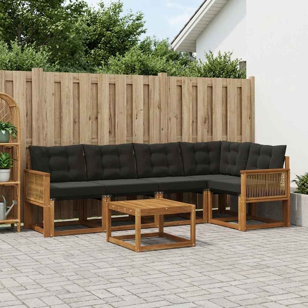 Ensemble de canapés d'extérieur 6 pcs Naturel et noir - XIOS