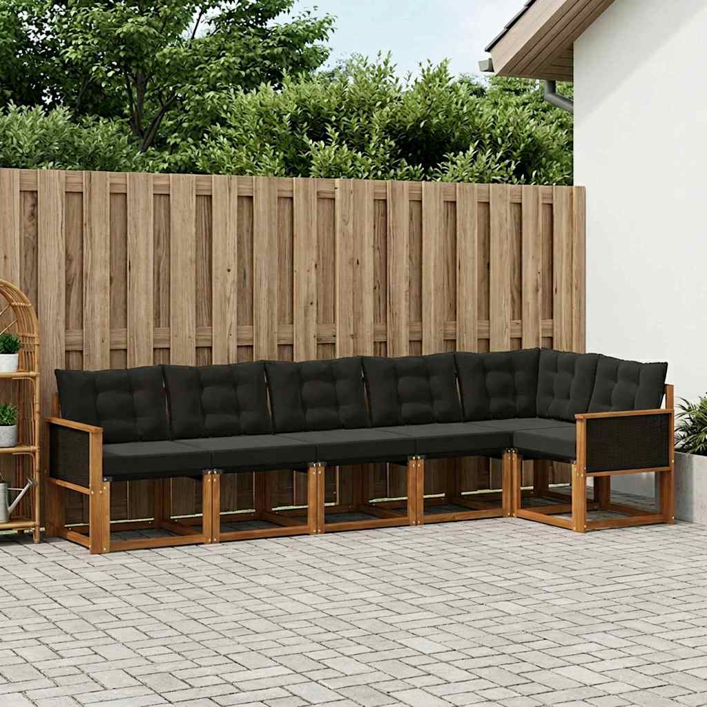 Ensemble de canapés d'extérieur 6 pcs Naturel et noir - XIOS