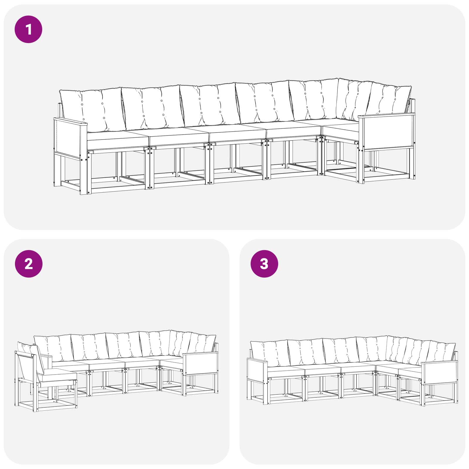 Ensemble de canapés d'extérieur 6 pcs Naturel et gris clair - XIOS