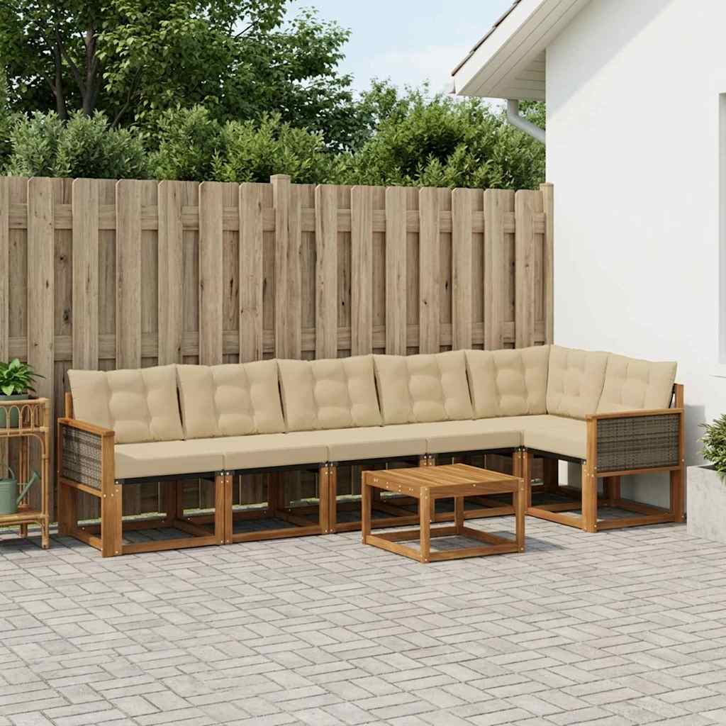 Ensemble de canapés d'extérieur 7 pcs Naturel et Beige - XIOS