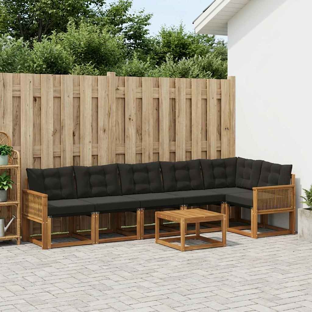 Ensemble de canapés d'extérieur 7 pcs Naturel et noir - XIOS