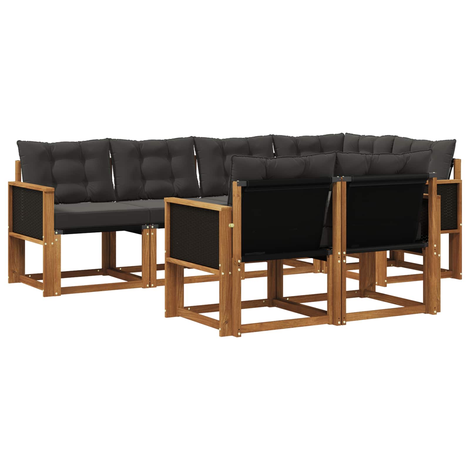 Ensemble de canapés d'extérieur 7 pcs Naturel et noir - XIOS