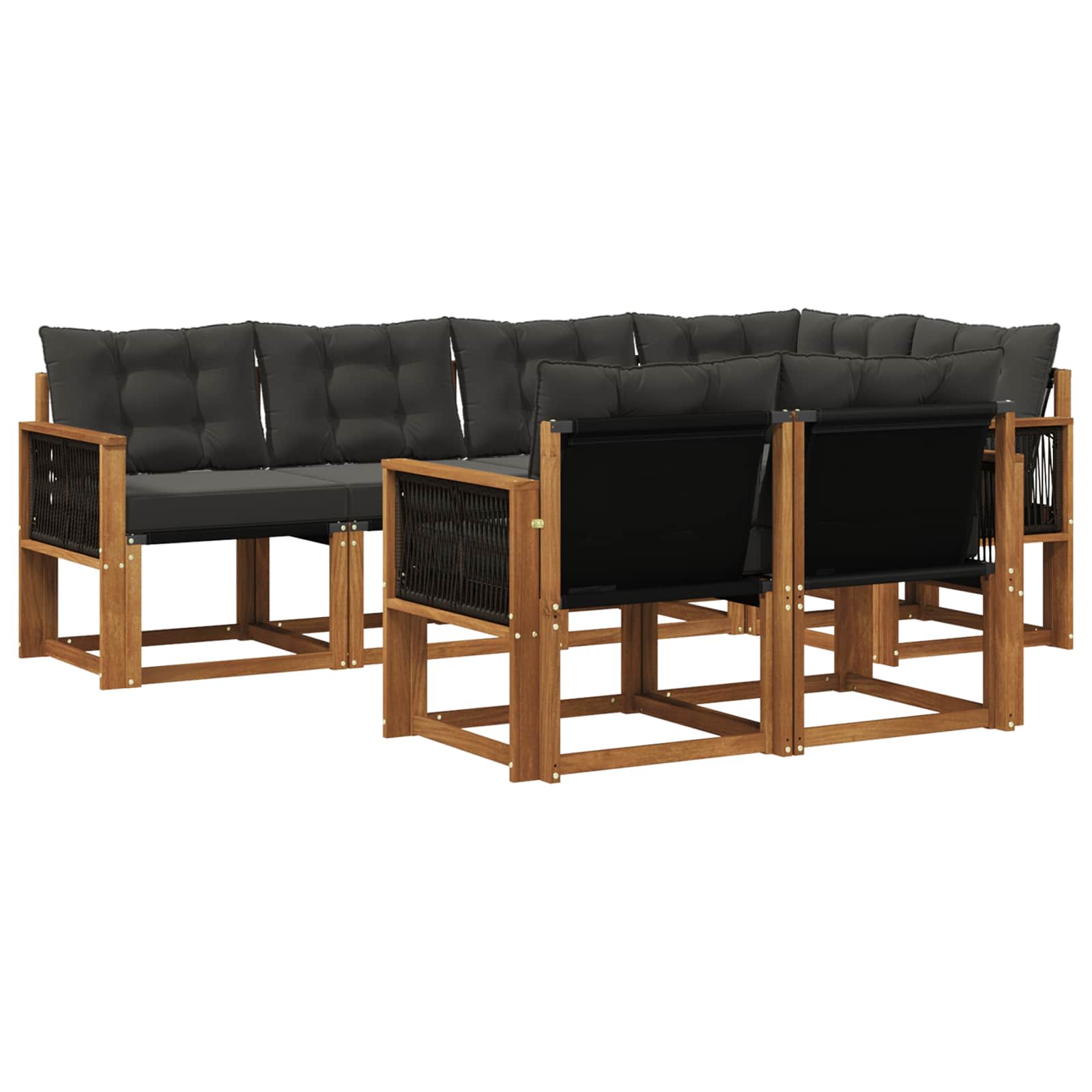 Ensemble de canapés d'extérieur 7 pcs Naturel et noir - XIOS