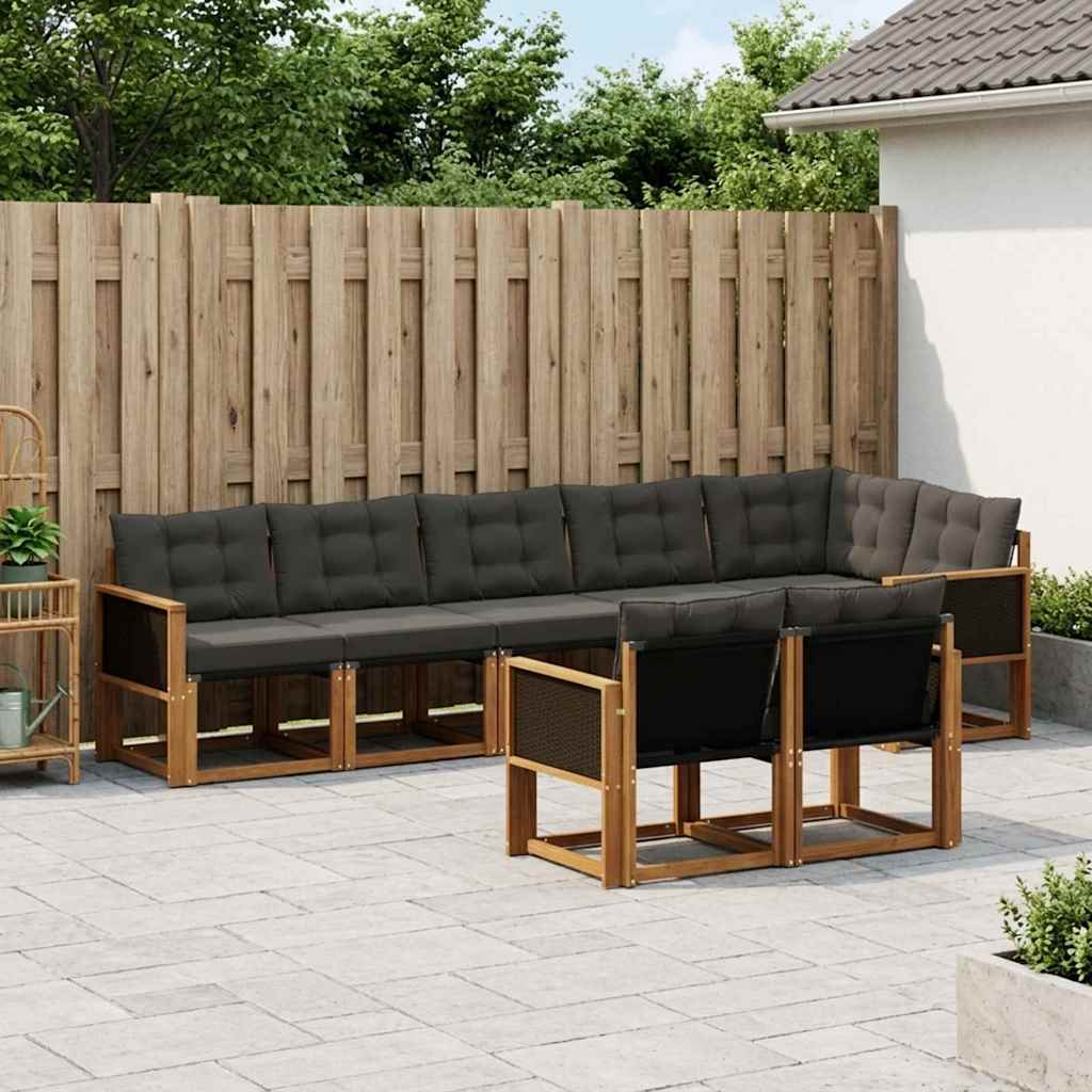 Ensemble de canapés d'extérieur 8 pcs Naturel et noir - XIOS