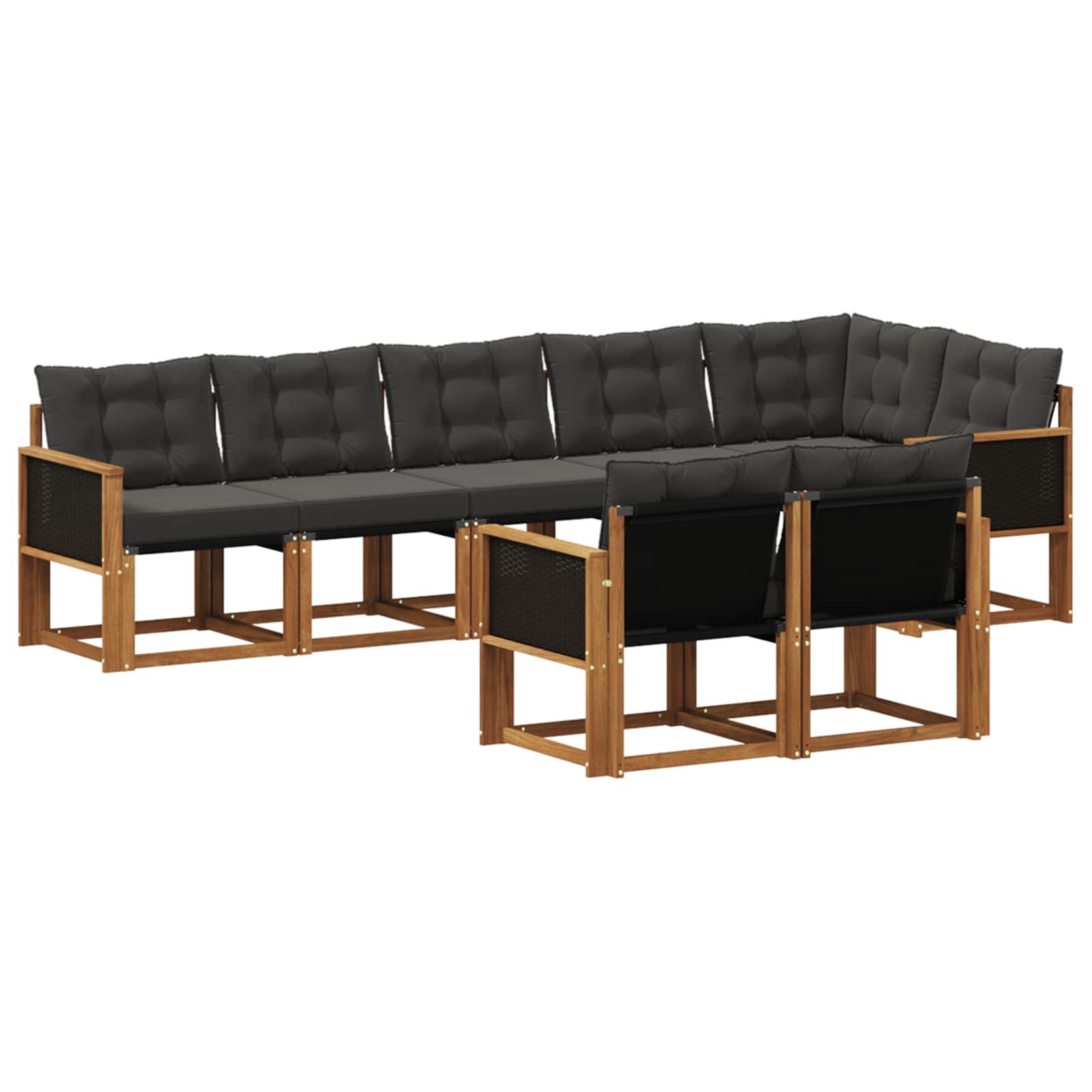 Ensemble de canapés d'extérieur 8 pcs Naturel et noir - XIOS