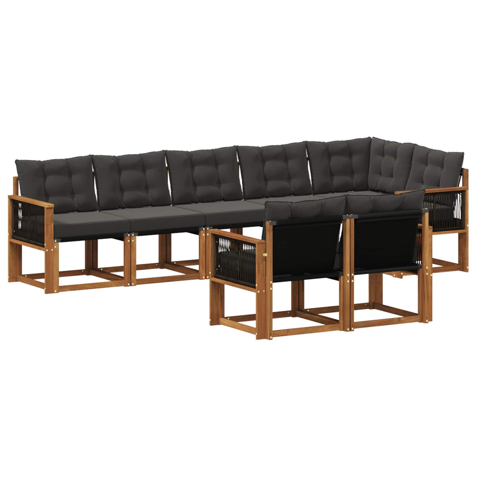 Ensemble de canapés d'extérieur 8 pc Naturel et noir