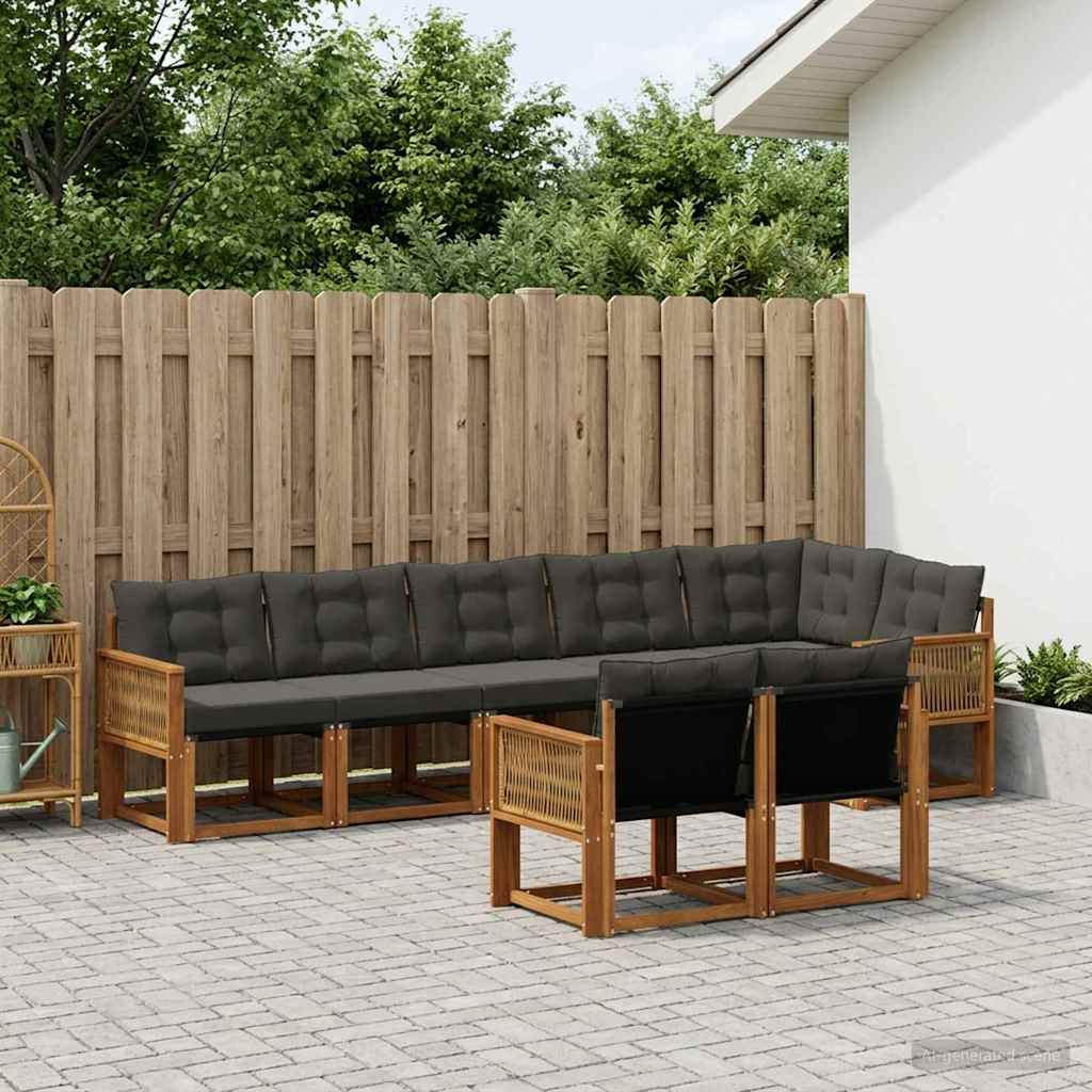 Ensemble de canapés d'extérieur 8 pcs Naturel et noir - XIOS