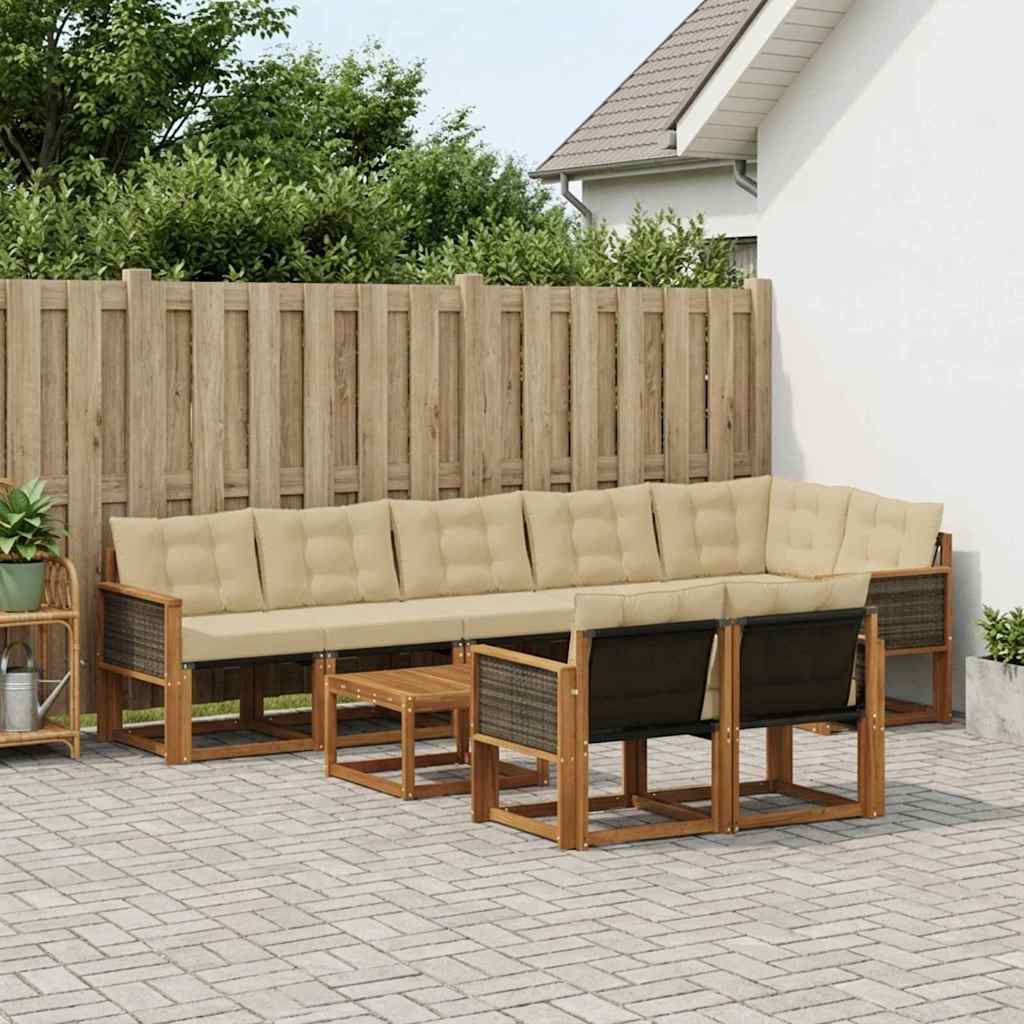 Ensemble de canapés d'extérieur 9 pcs Naturel et Beige - XIOS