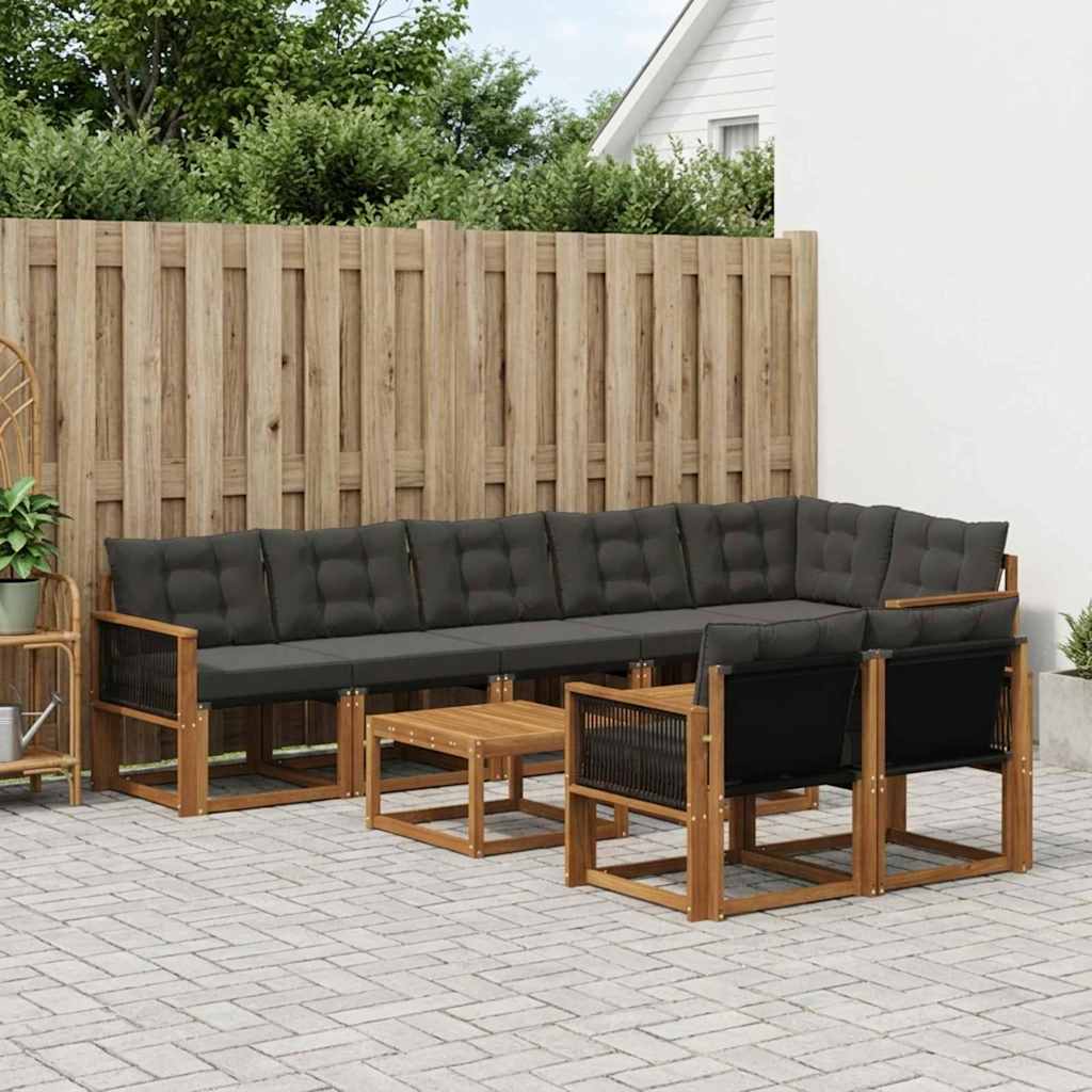 Ensemble de canapés d'extérieur 9 pcs Naturel et noir - XIOS