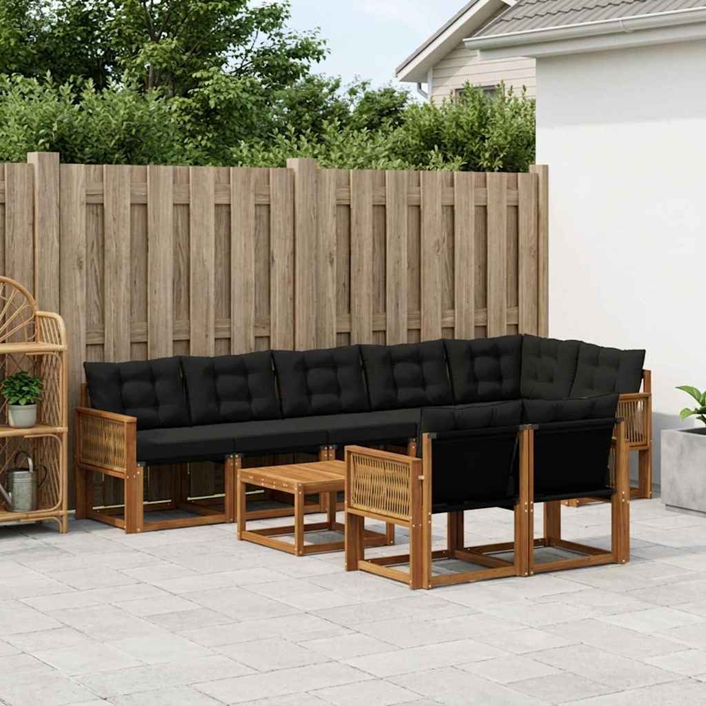 Ensemble de canapés d'extérieur 9 pcs Naturel et noir - XIOS