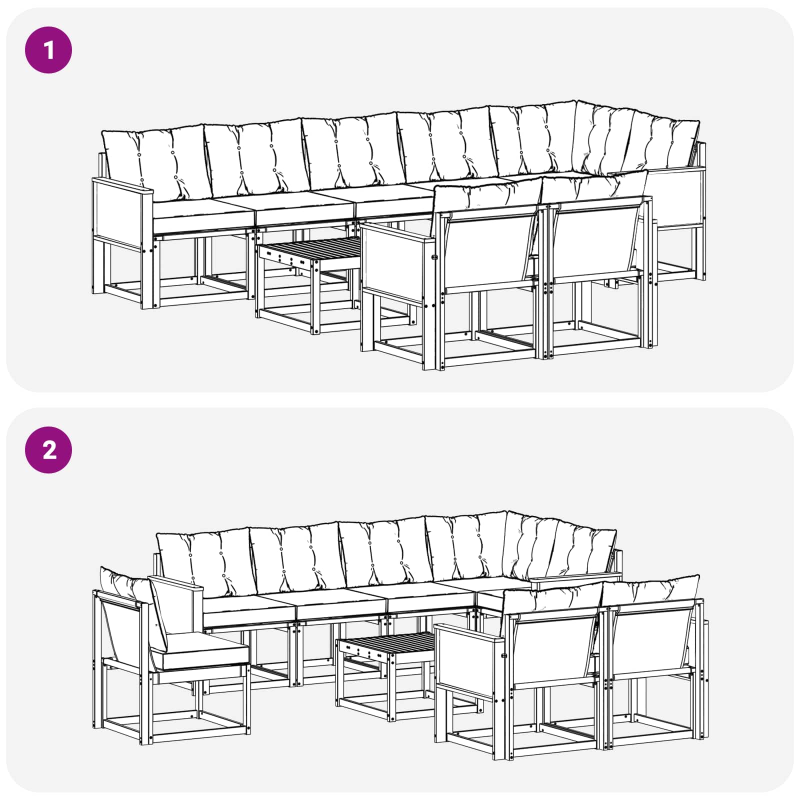 Ensemble de canapés d'extérieur 9 pcs Naturel et Beige - XIOS