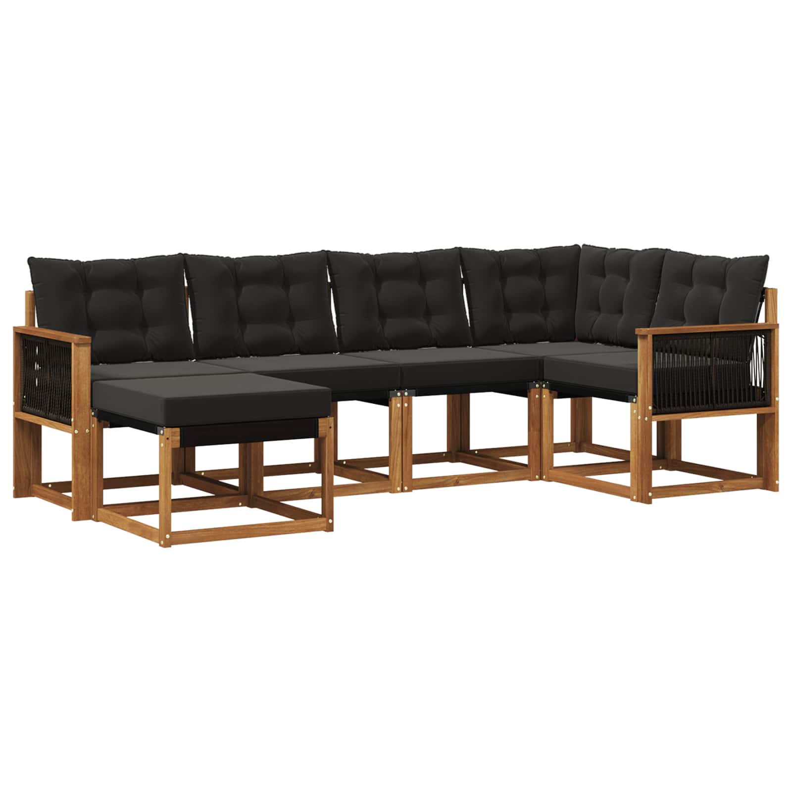 Ensemble de canapés d'extérieur 6 pc Naturel et noir