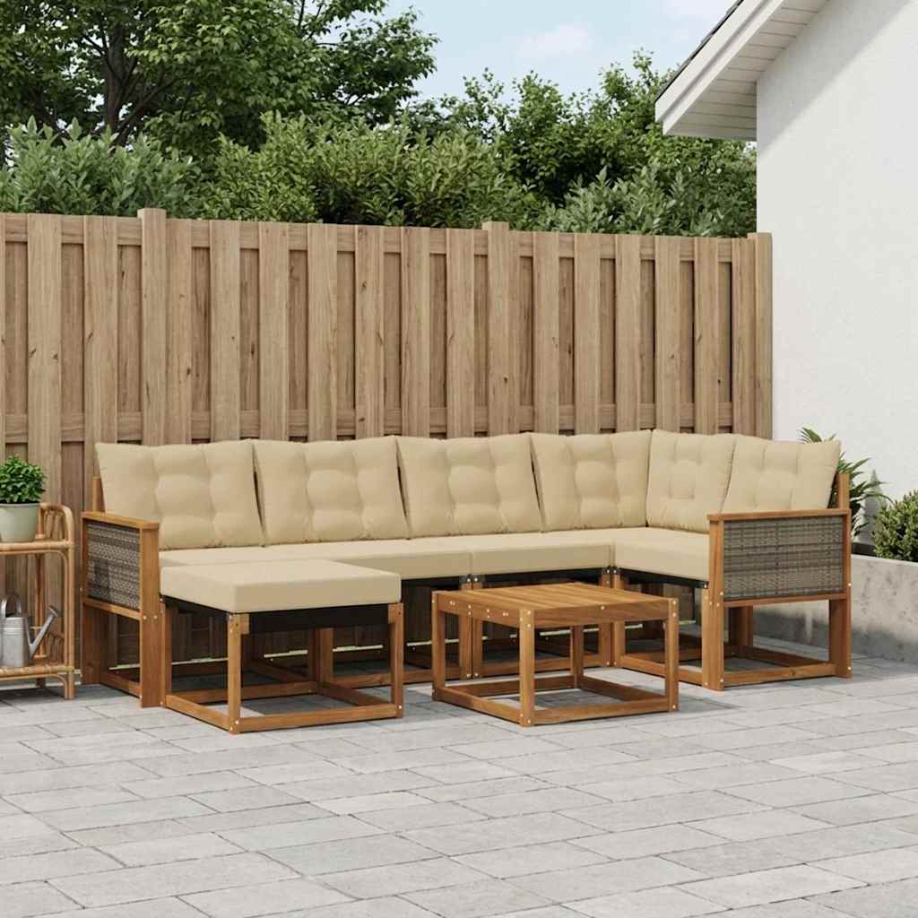 Ensemble de canapés d'extérieur 7 pcs Naturel et Beige - XIOS