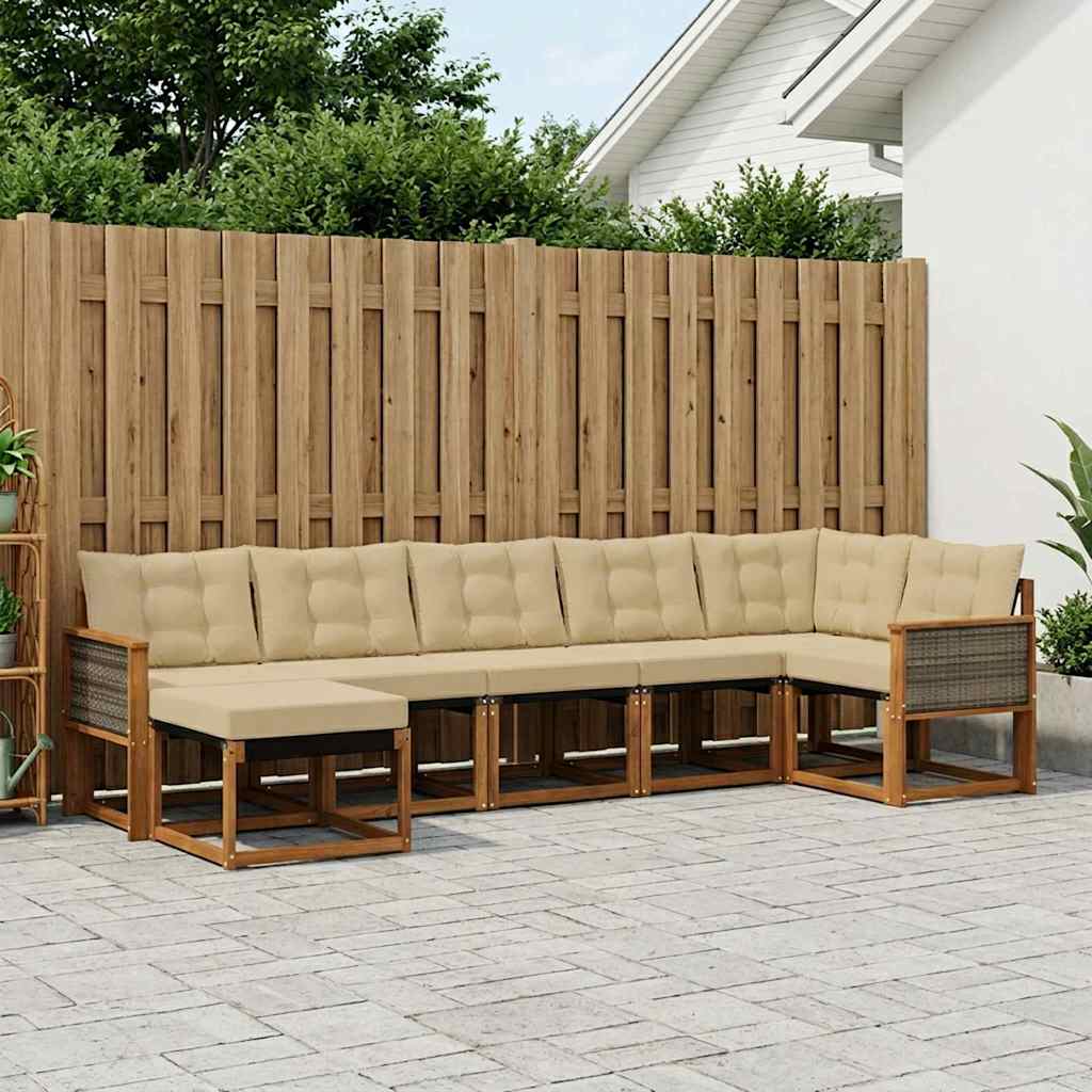 Ensemble de canapés d'extérieur 7 pcs Naturel et Beige - XIOS