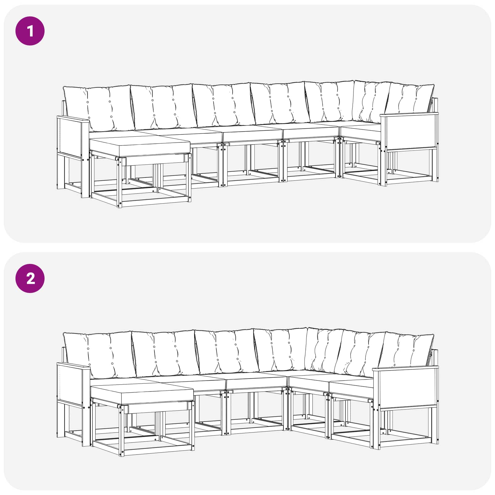 Ensemble de canapés d'extérieur 7 pcs Naturel et Beige - XIOS