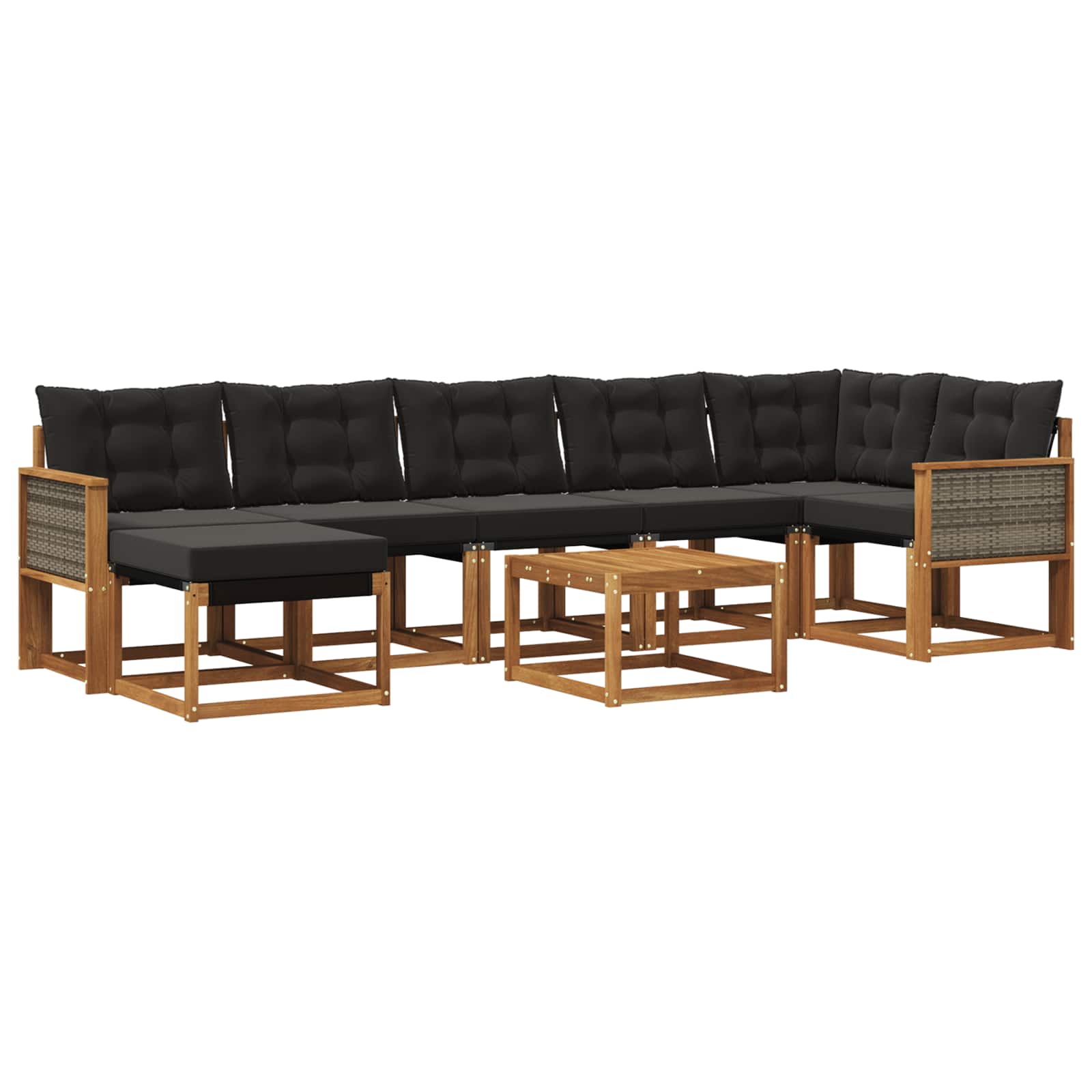 Ensemble de canapés d'extérieur 8 pcs Naturel et noir - XIOS
