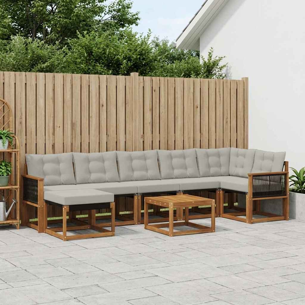 Ensemble de canapés d'extérieur 8 pcs Naturel et gris clair - XIOS
