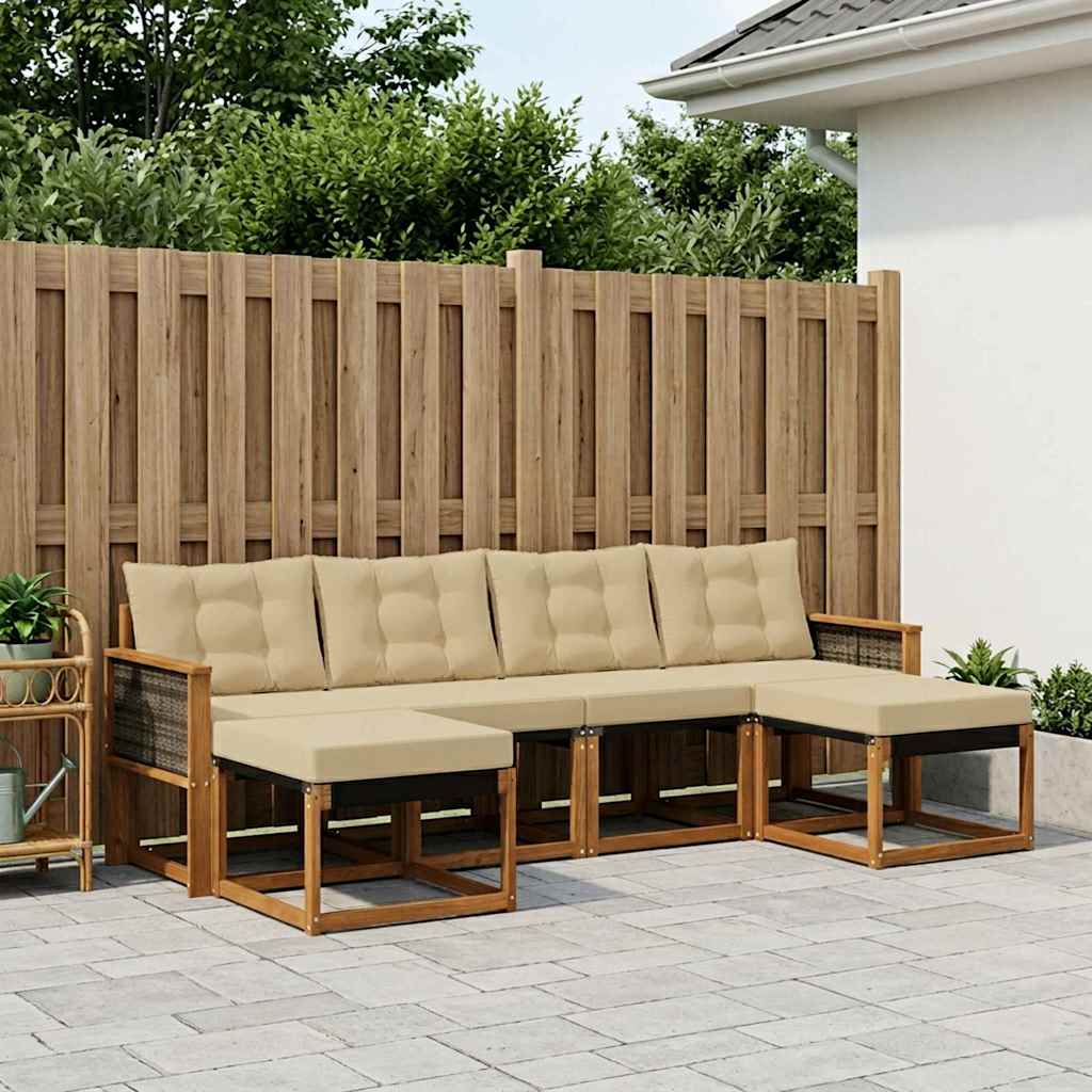 Ensemble de canapés d'extérieur 6 pcs Naturel et Beige - XIOS