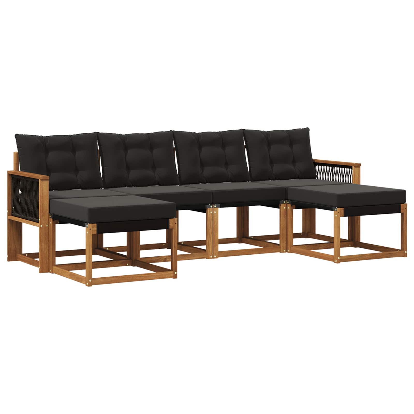Ensemble de canapés d'extérieur 6 pcs Naturel et noir - XIOS