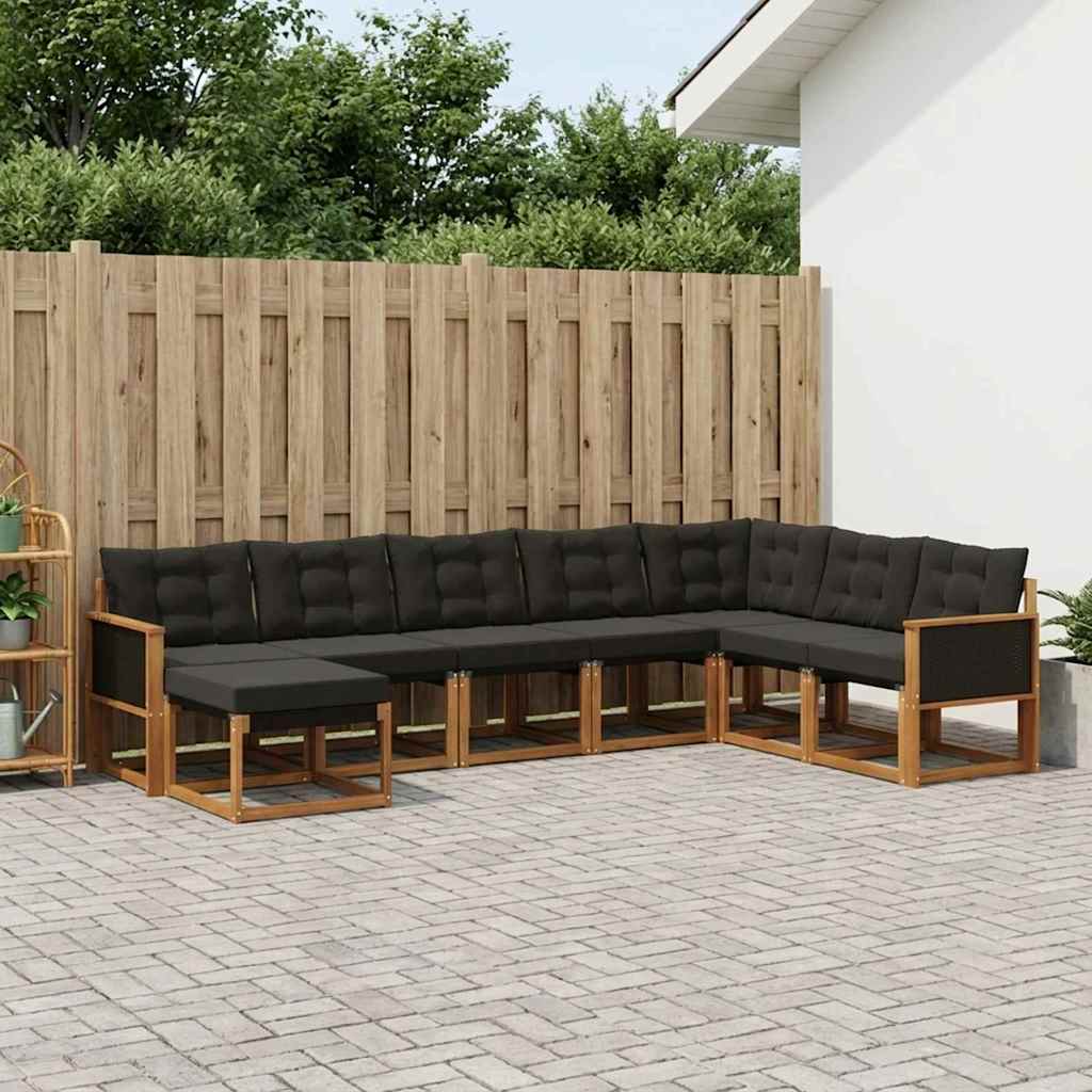 Ensemble de canapés d'extérieur 8 pcs Naturel et noir - XIOS
