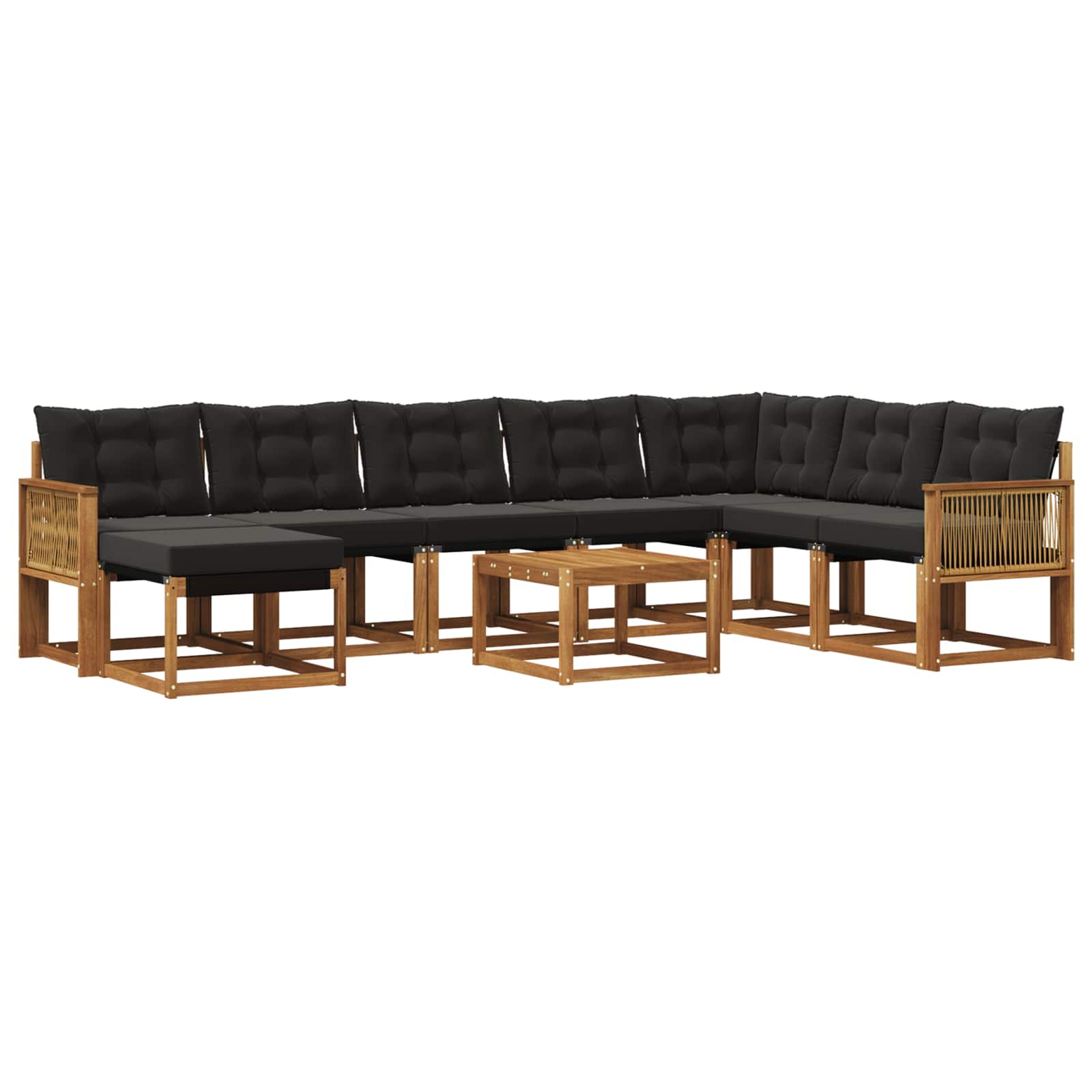 Ensemble de canapés d'extérieur 9 pcs Naturel et noir - XIOS