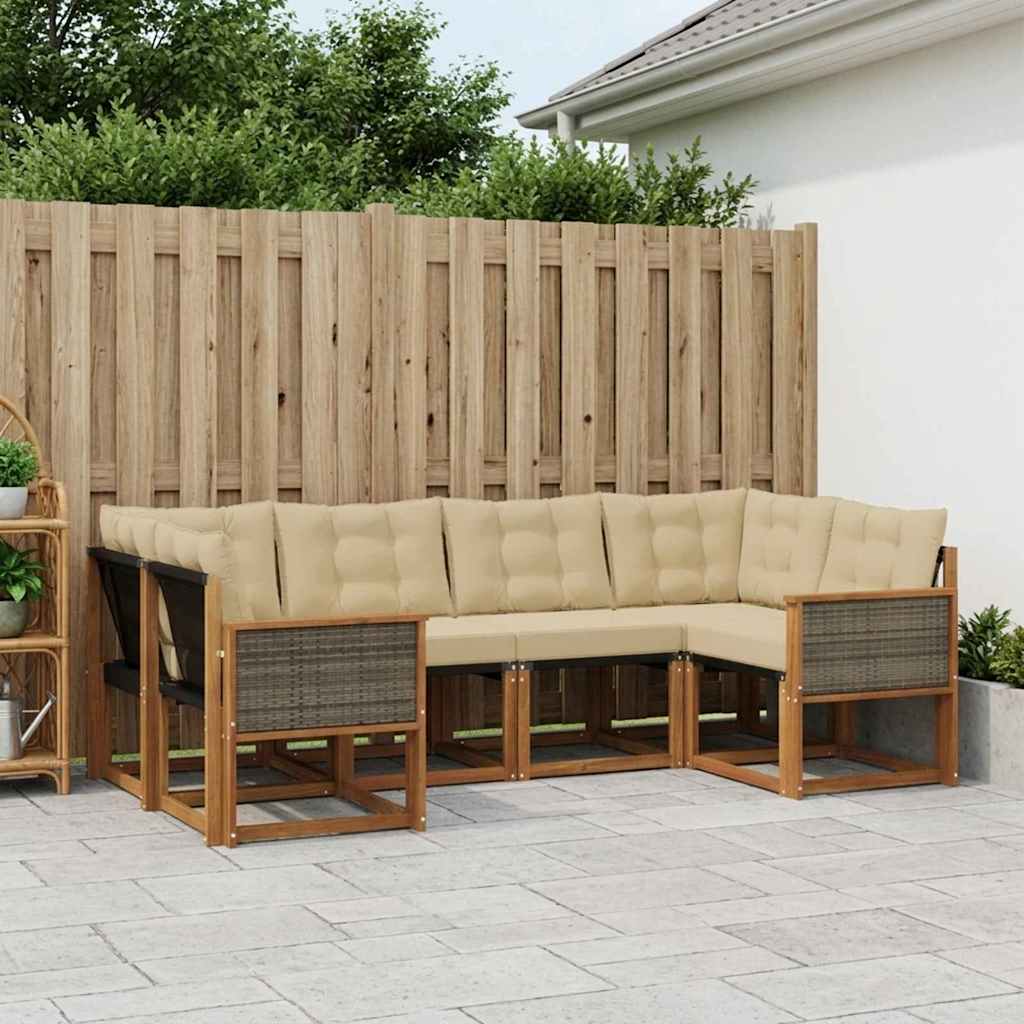 Ensemble de canapés d'extérieur 6 pcs Naturel et Beige - XIOS