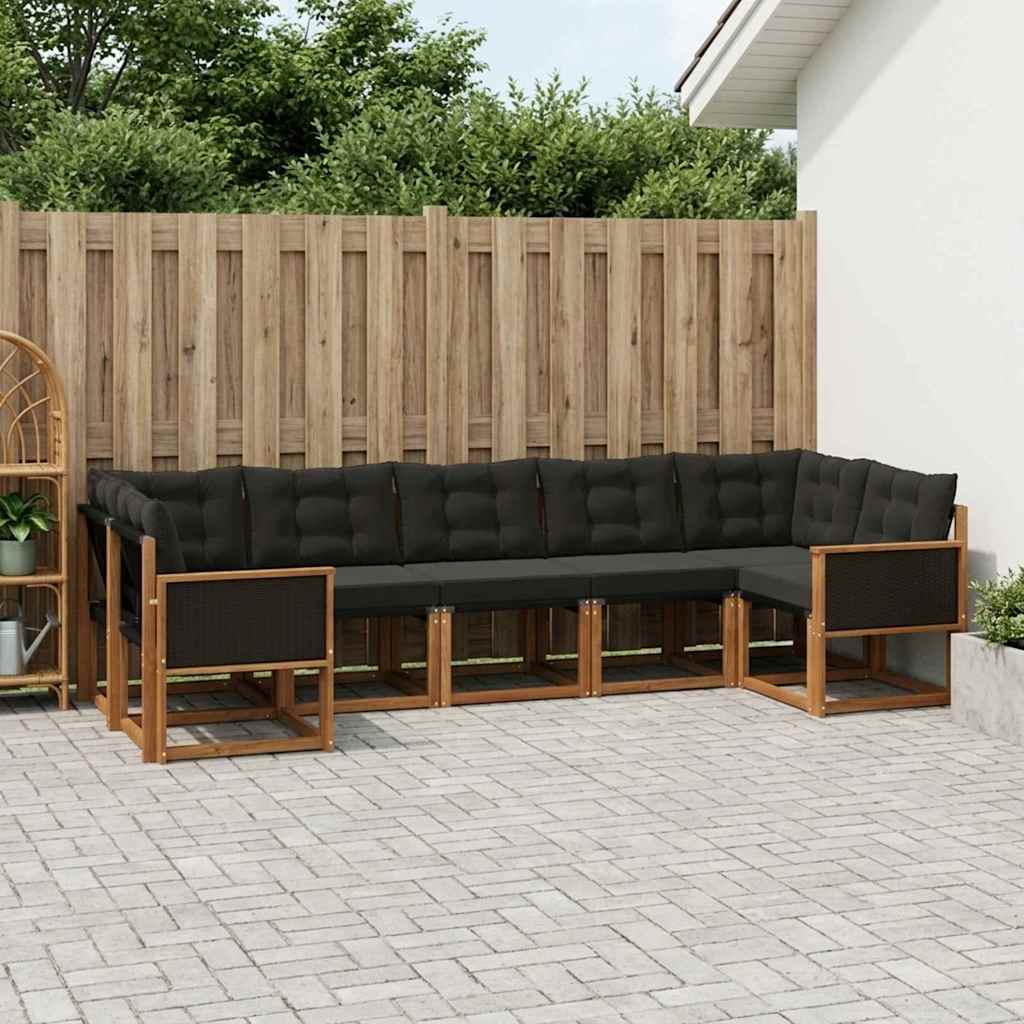 Ensemble de canapés d'extérieur 7 pcs Naturel et noir - XIOS
