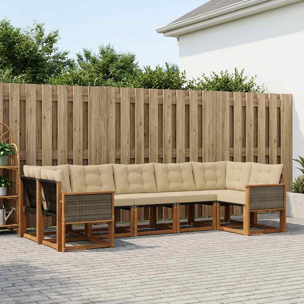 Ensemble de canapés d'extérieur 7 pcs Naturel et Beige - XIOS
