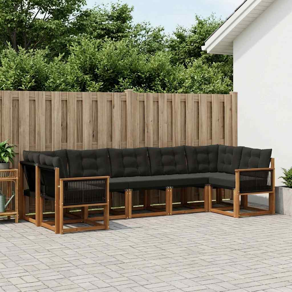 Ensemble de canapés d'extérieur 7 pcs Naturel et noir - XIOS