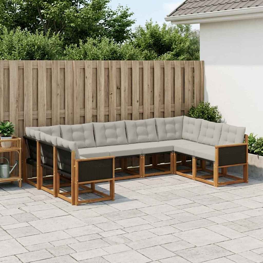Ensemble de canapés d'extérieur 9 pcs Naturel et Gris clair - XIOS