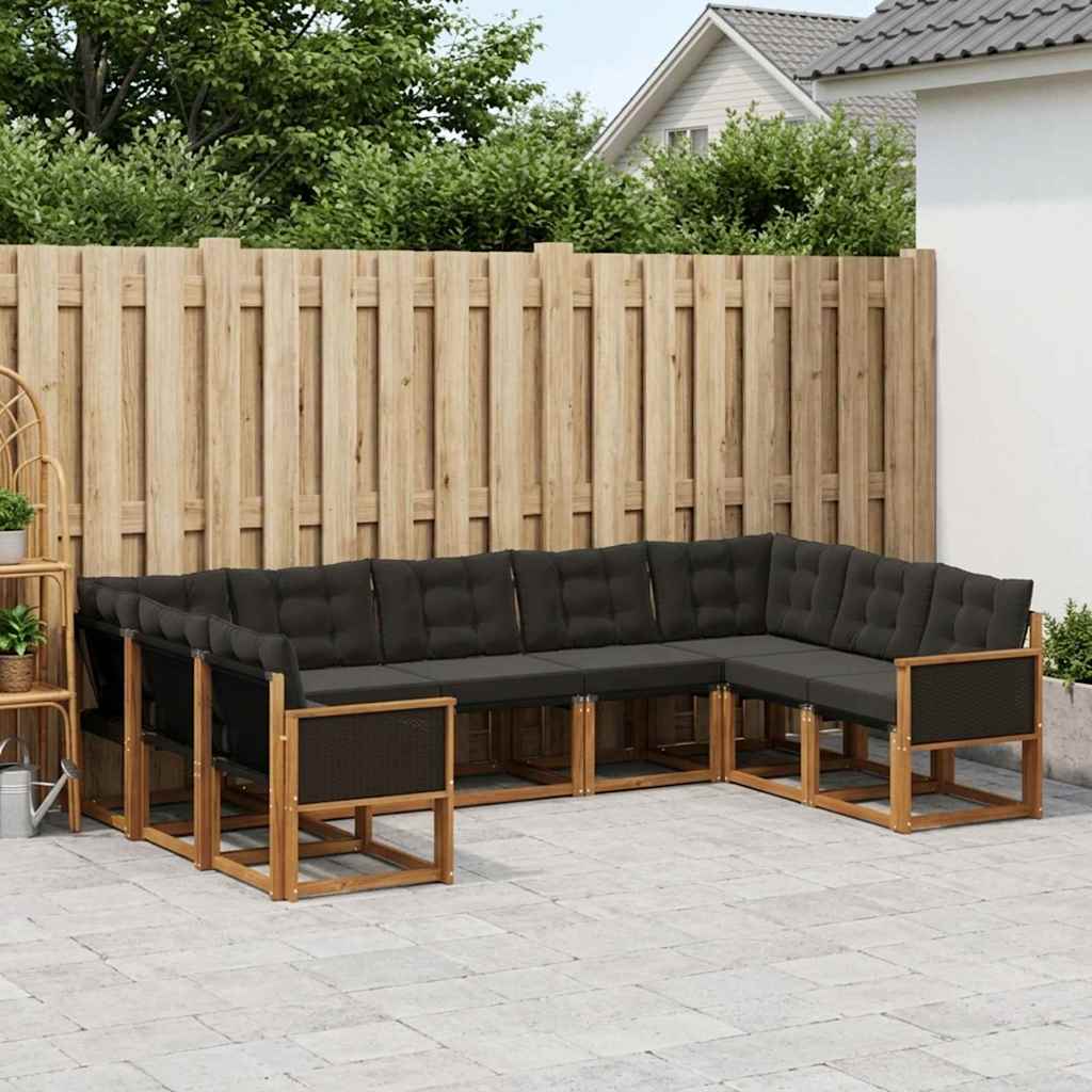 Ensemble de canapés d'extérieur 9 pcs Naturel et noir - XIOS