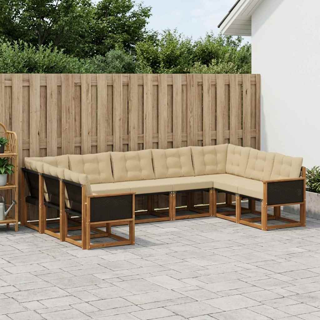 Ensemble de canapés d'extérieur 9 pcs Naturel et Beige - XIOS
