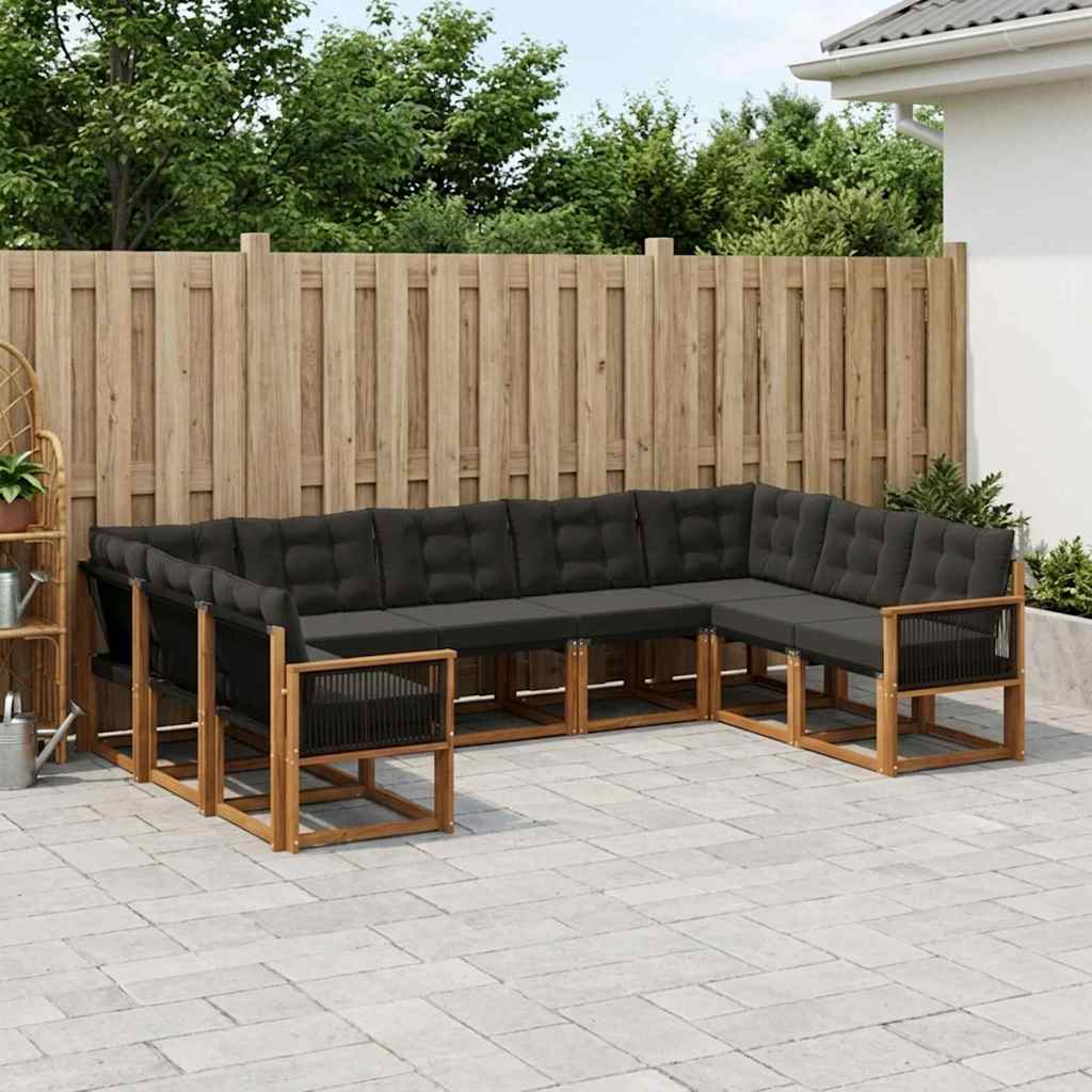 Ensemble de canapés d'extérieur 9 pcs Naturel et noir - XIOS