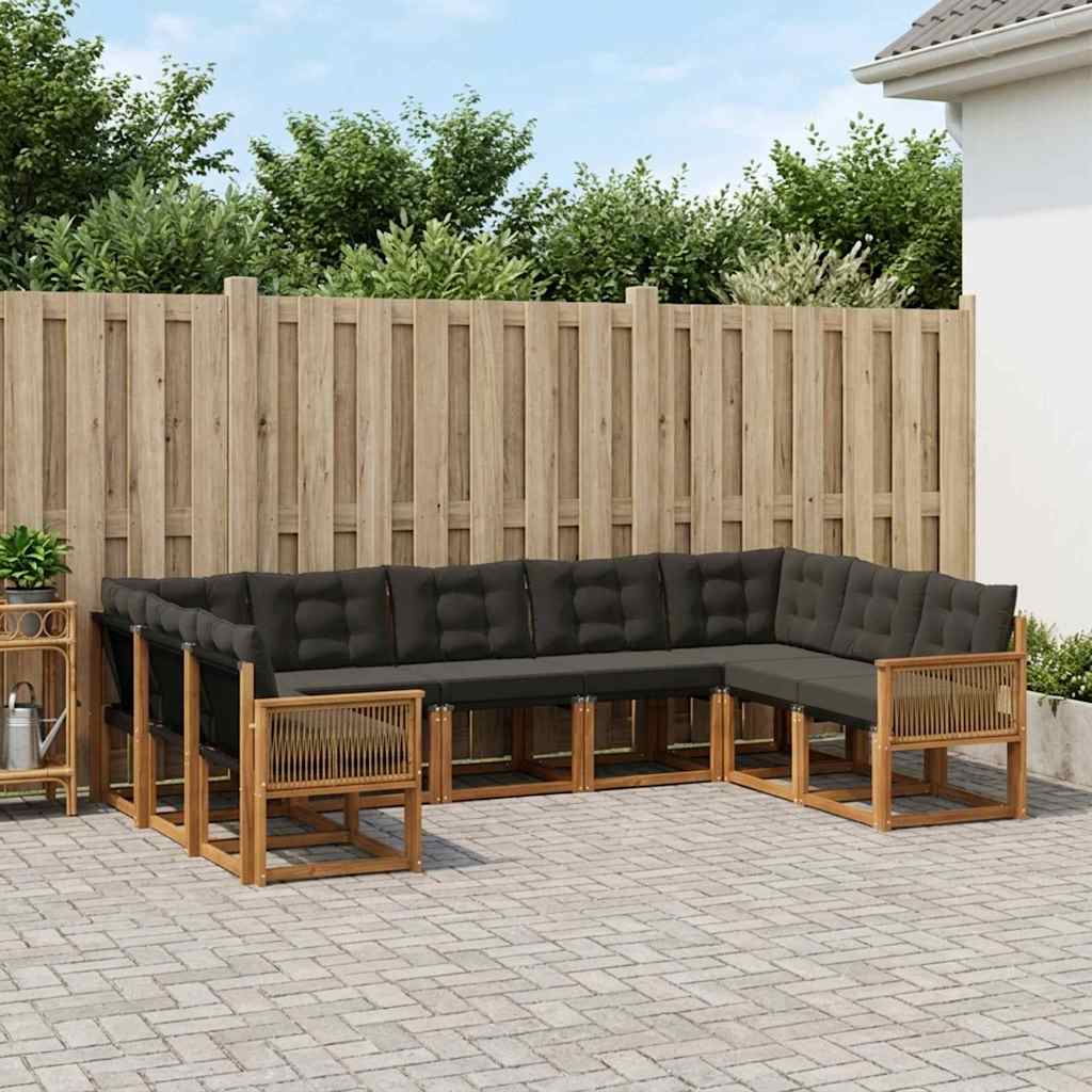 Ensemble de canapés d'extérieur 9 pcs Naturel et noir - XIOS
