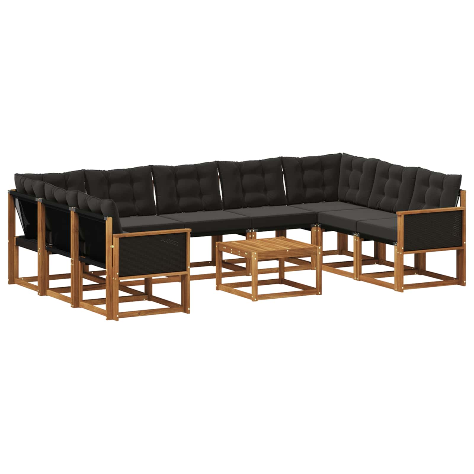 Ensemble de canapés d'extérieur 10 pcs Naturel et noir - XIOS
