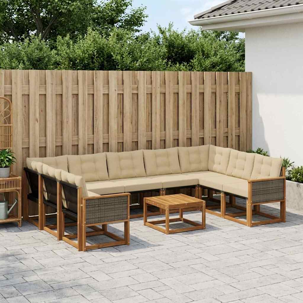 Ensemble de canapés d'extérieur 10 pcs Naturel et Beige - XIOS