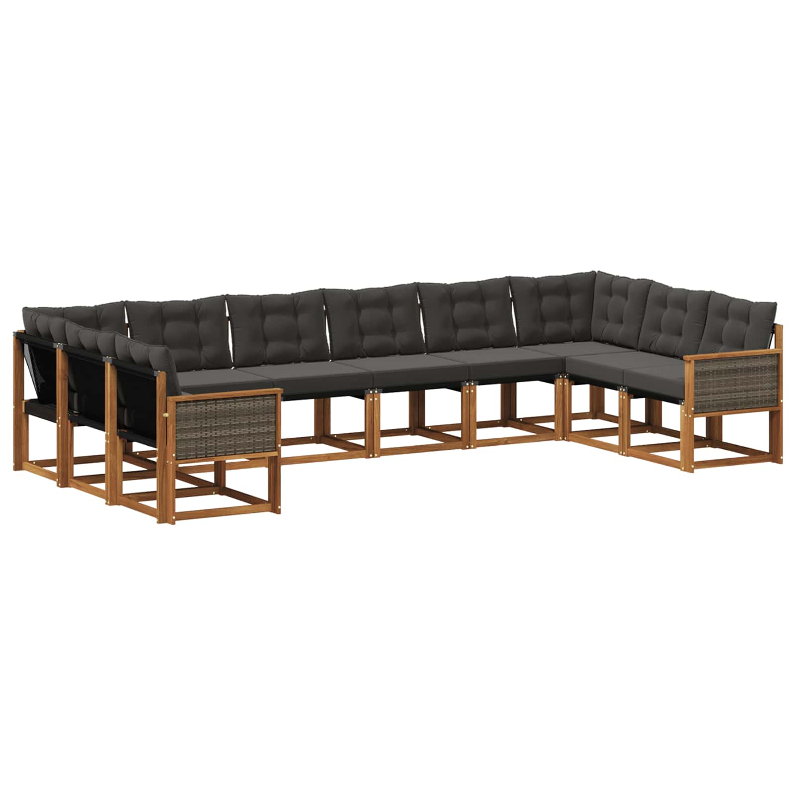 Ensemble de canapés d'extérieur 10 pcs Naturel et noir - XIOS