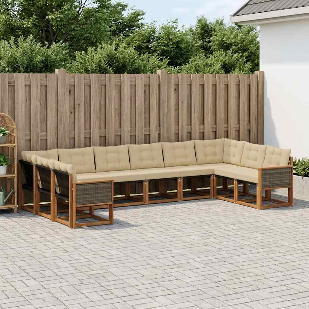 Ensemble de canapés d'extérieur 10 pcs Naturel et Beige - XIOS