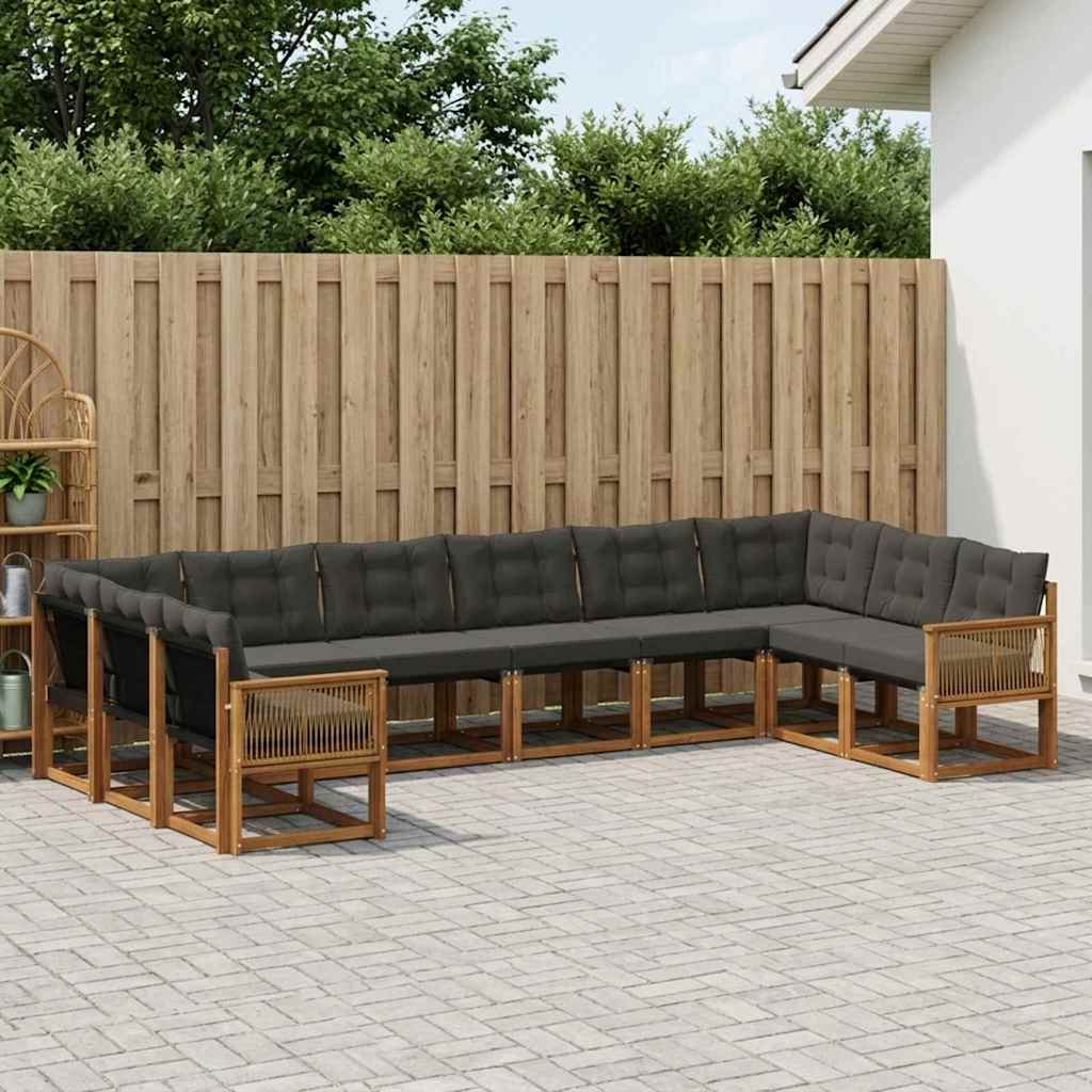 Ensemble de canapés d'extérieur 10 pc Naturel et noir