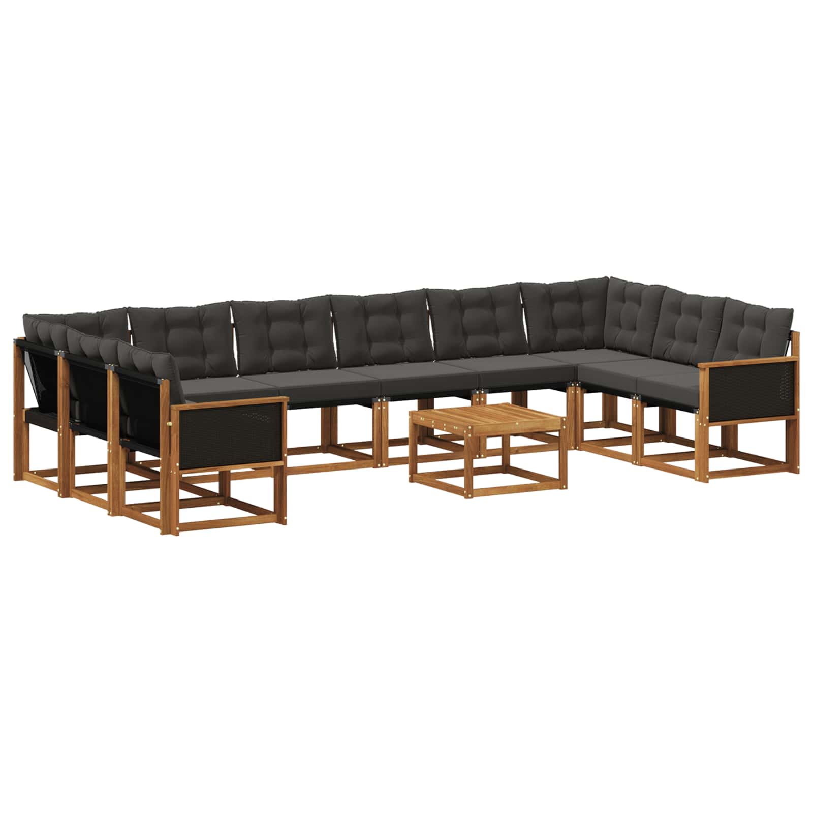 Ensemble de canapés d'extérieur 11 pcs Naturel et noir - XIOS