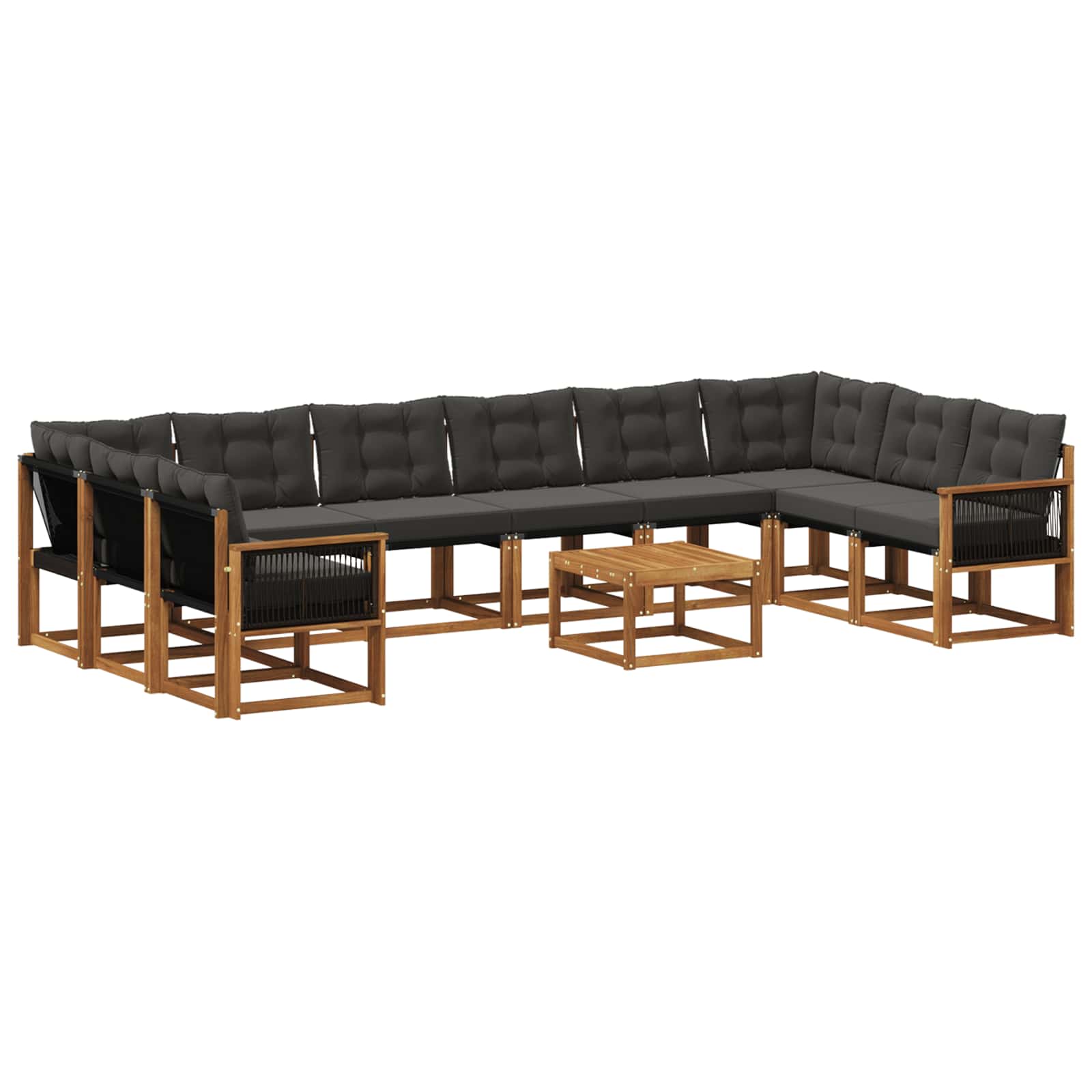 Ensemble de canapés d'extérieur 11 pcs Naturel et noir - XIOS